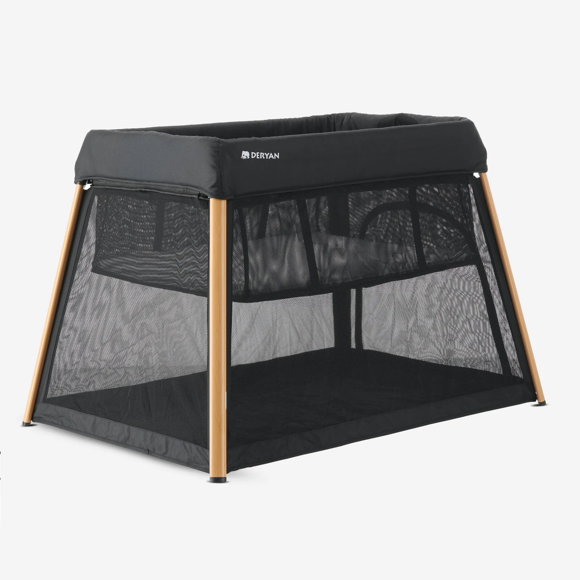2-in-1 Camping Bed and Playpen - Includes a floor riser - Wood-look - Image 2