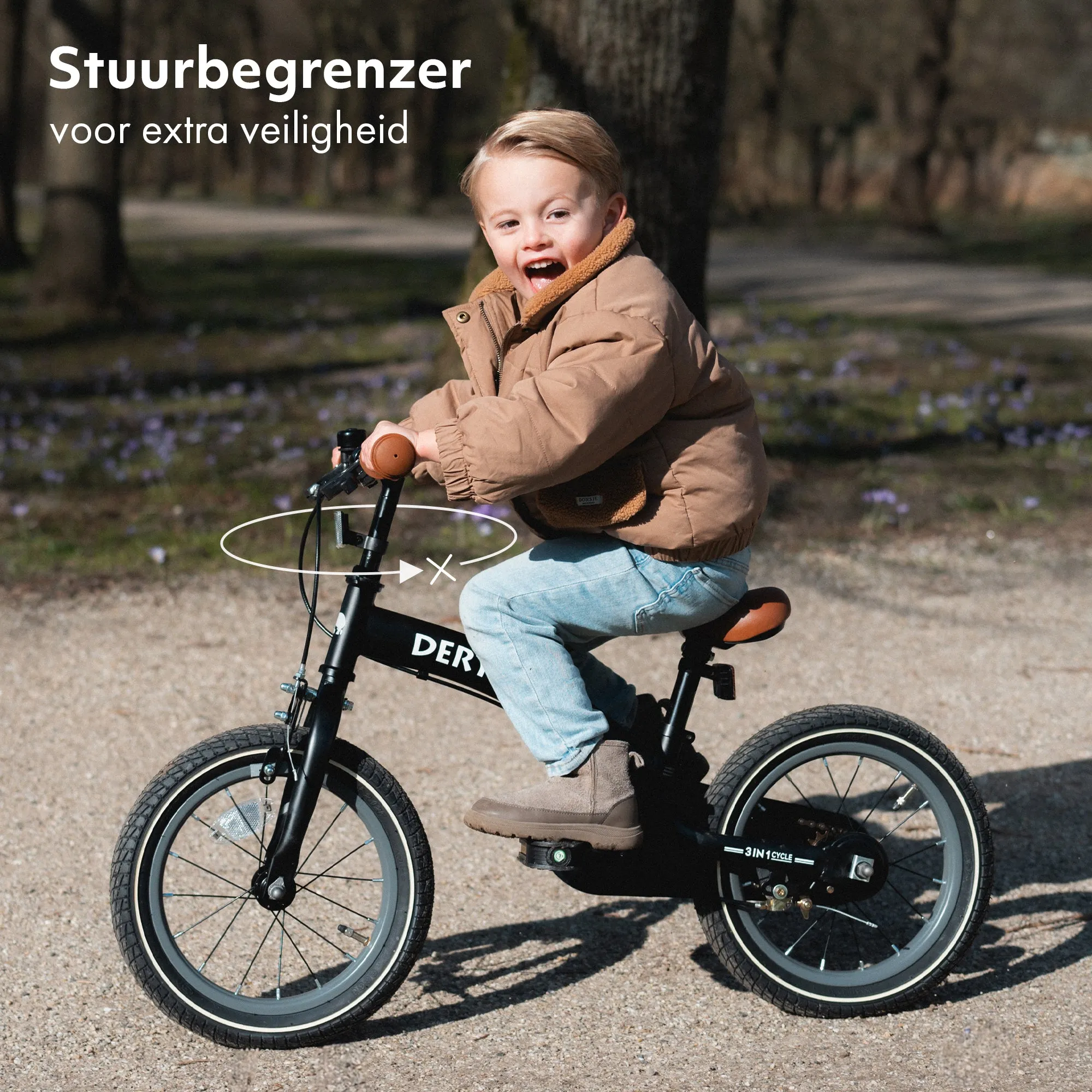 Luxury Children's bike 14 inch - 3 in 1 - balance bike Black - Image 10