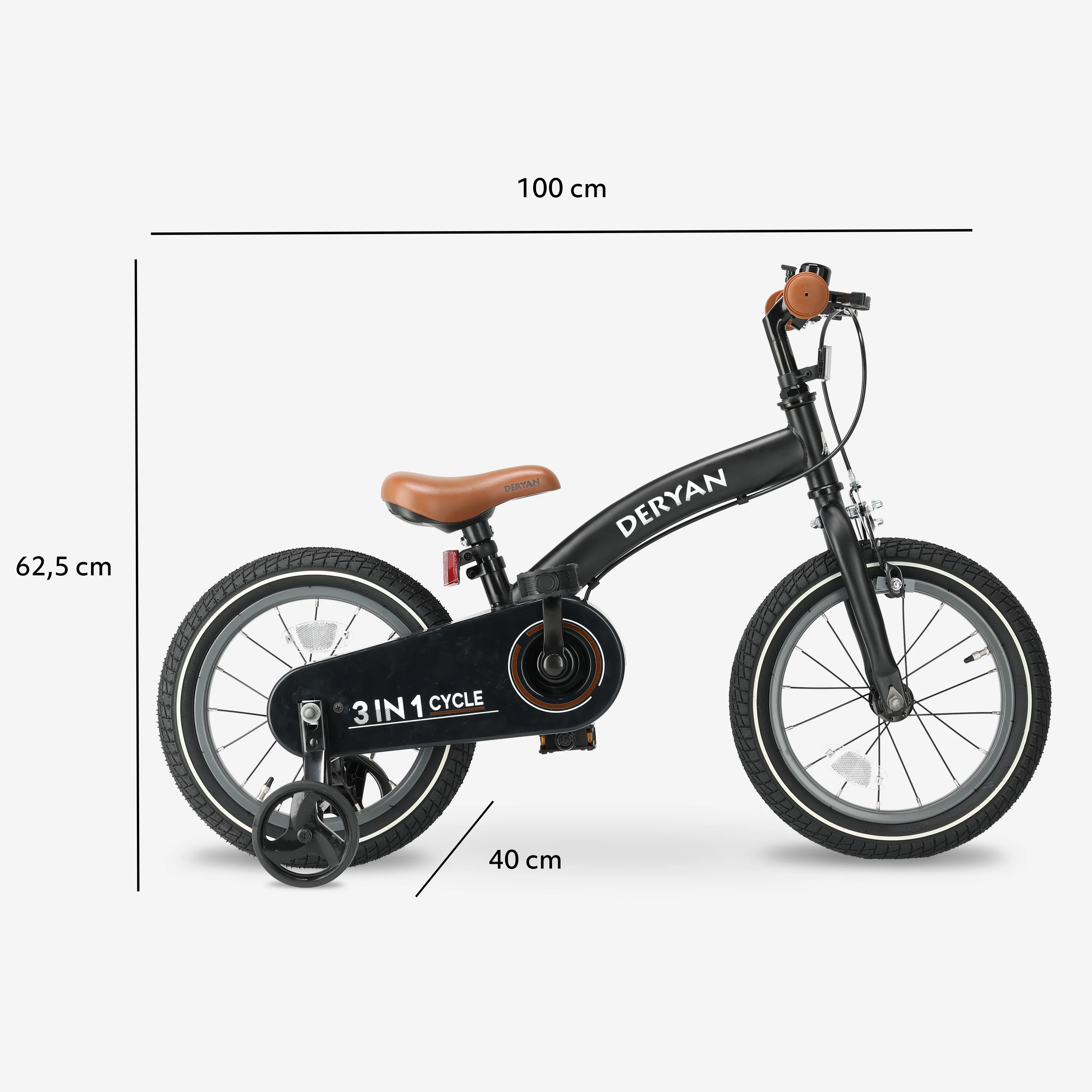 Luxury Children's bike 14 inch - 3 in 1 - balance bike Black - Image 11