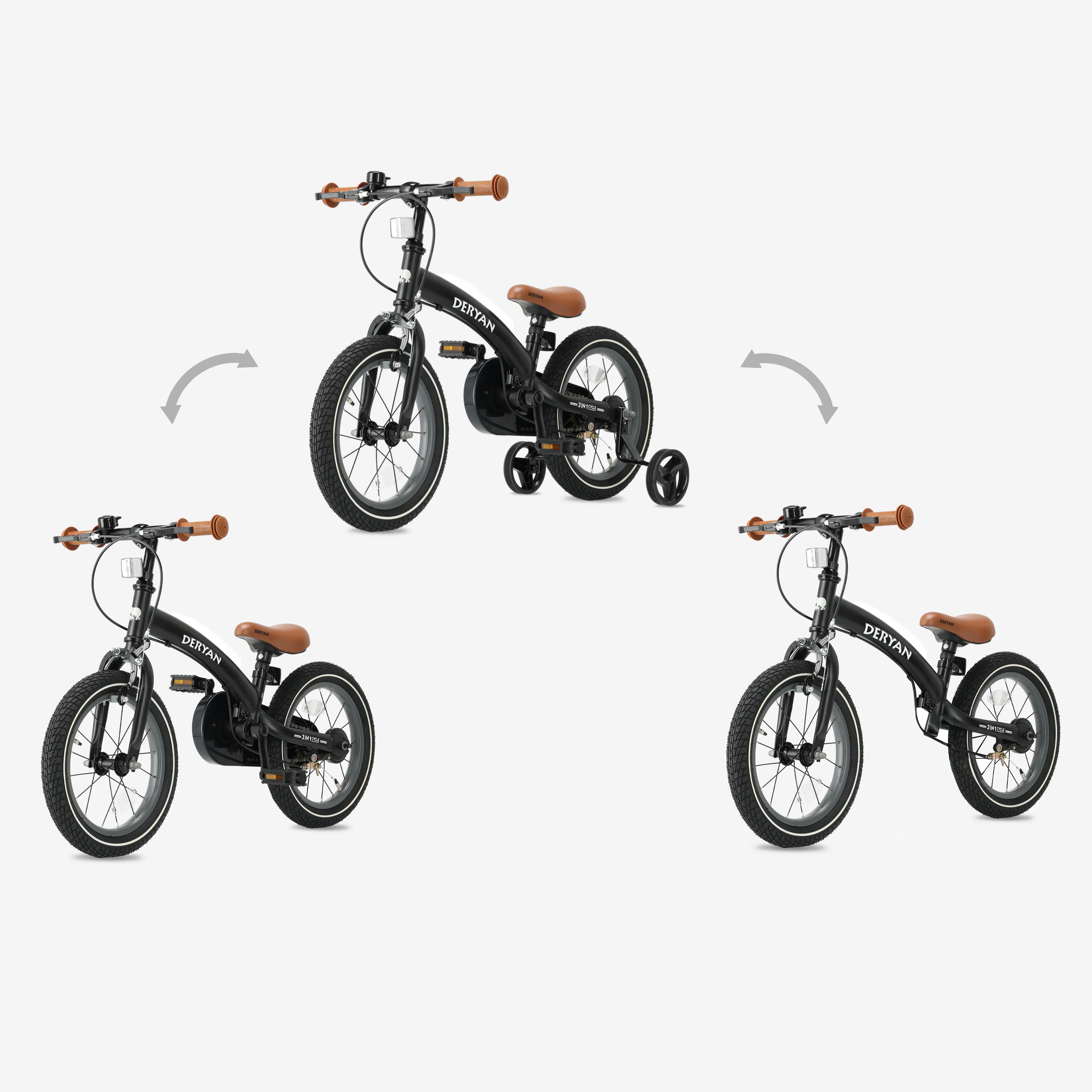 Luxury Children's bike 14 inch - 3 in 1 - balance bike Black - Image 3