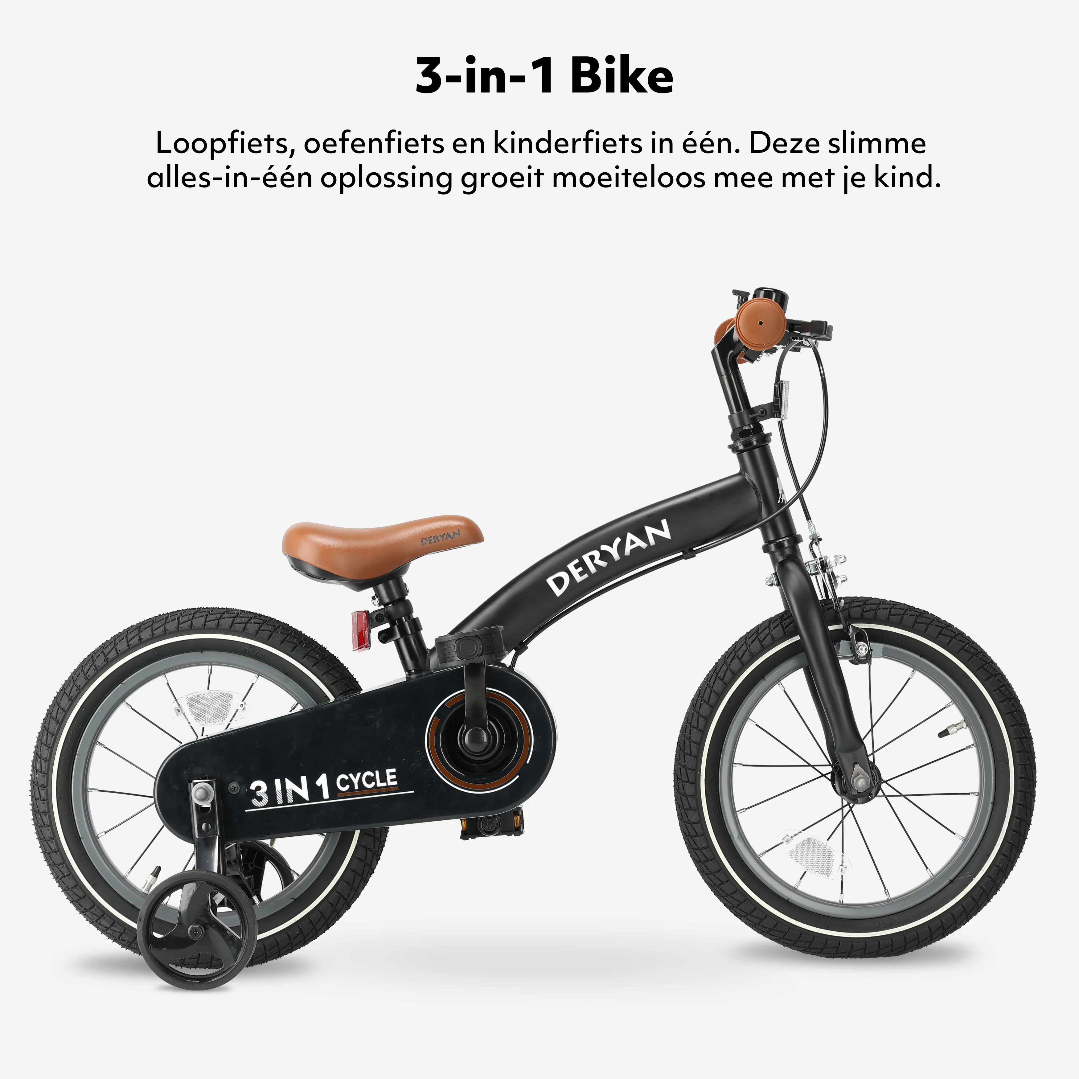 Luxury Children's bike 14 inch - 3 in 1 - balance bike Black - Image 6