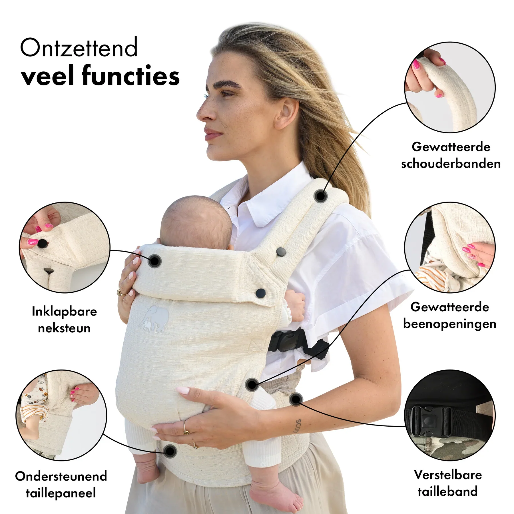 Amora Baby Carrier Agus Oat in Linen Nougat - Image 4