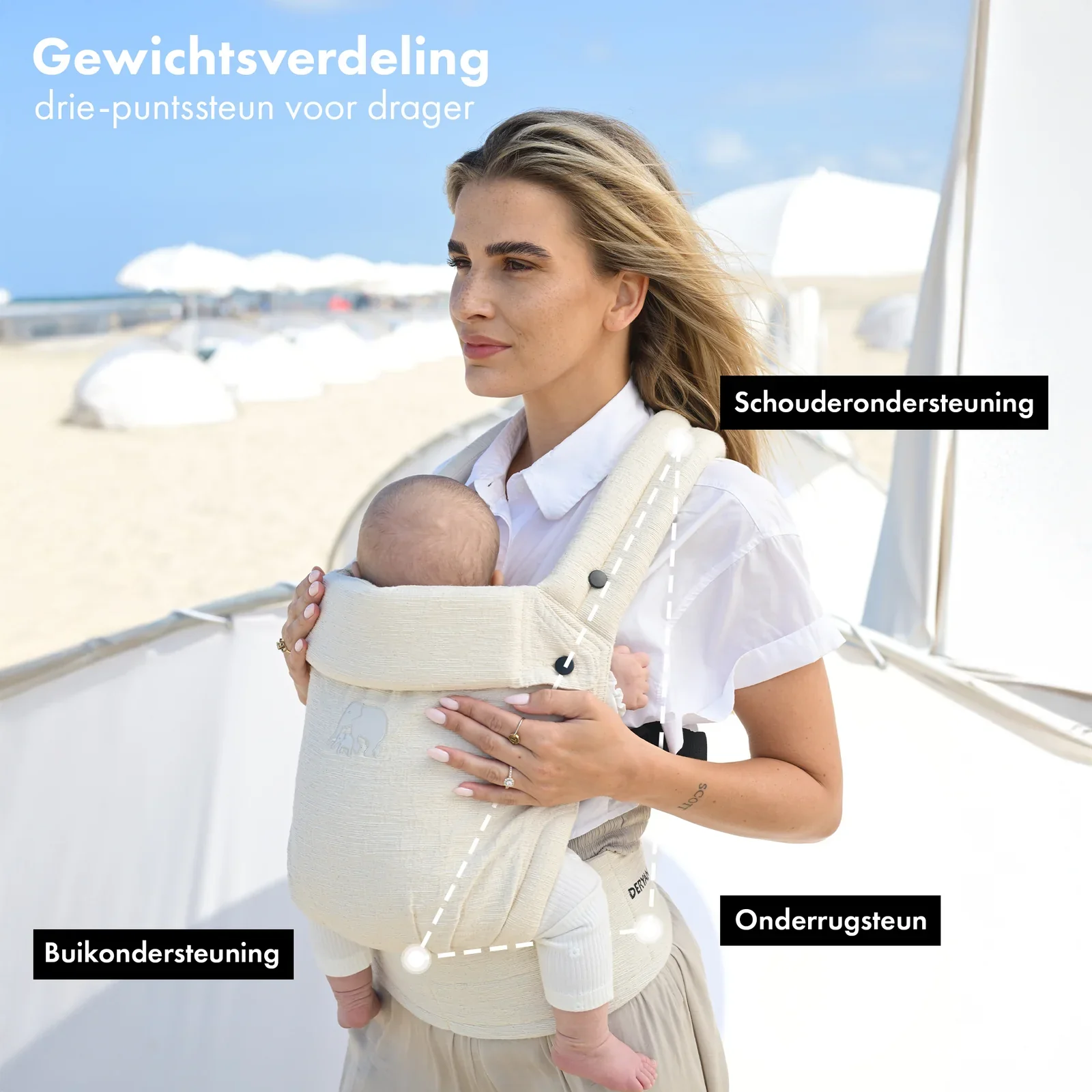 Amora Baby Carrier Agus Oat in Linen Nougat - Image 5