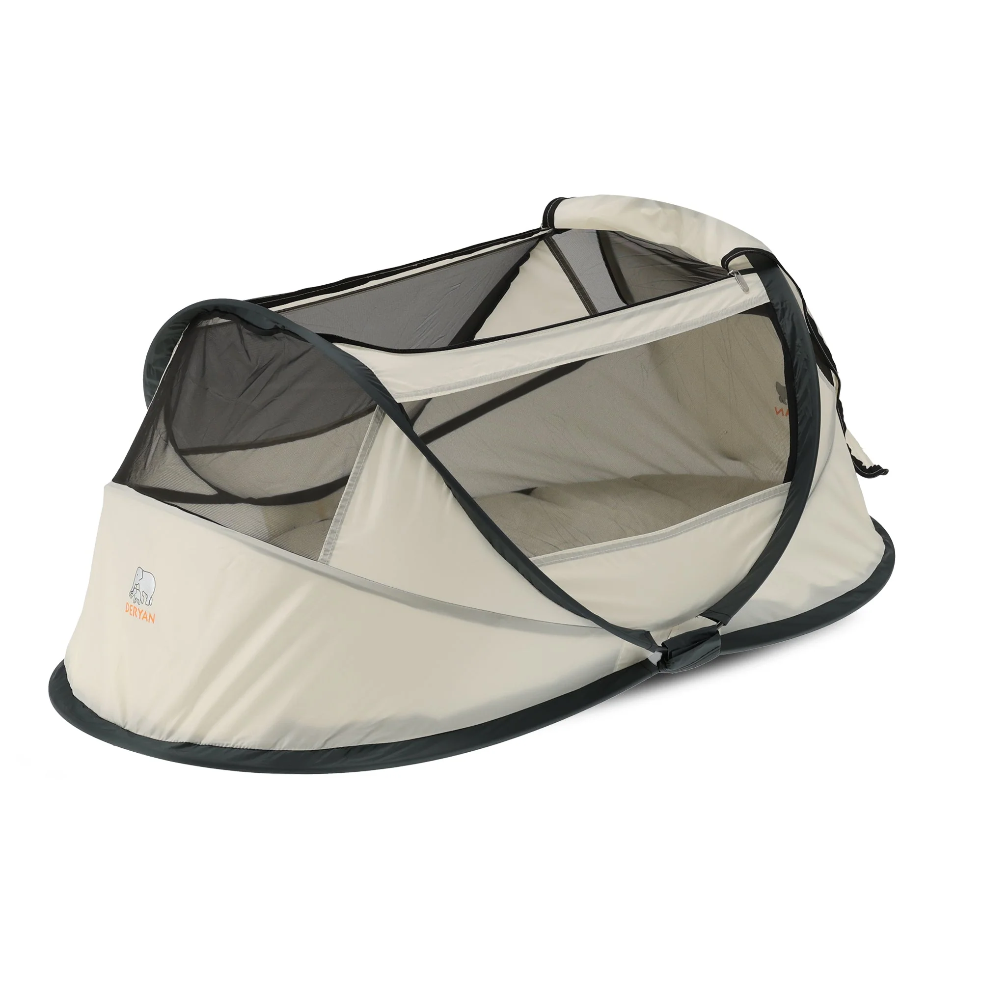 BabyBox Baby Tent Camping Crib + Cotton Blanket - Cream - Image 5