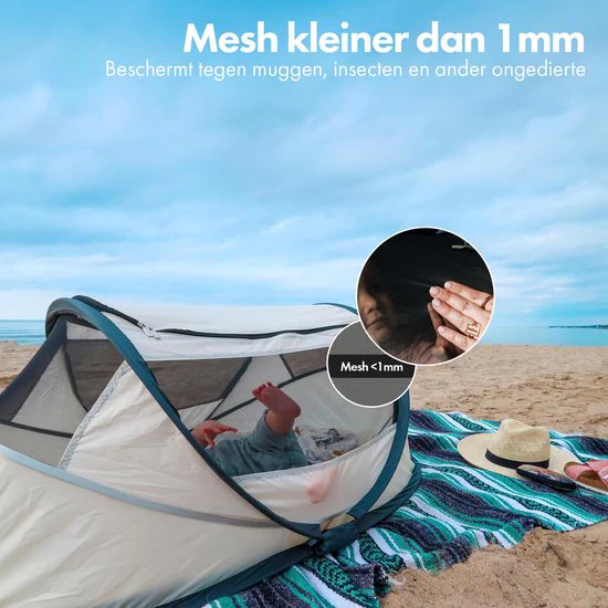 BabyBox Baby Tent Camping Crib + Cotton Blanket - Cream - Image 8