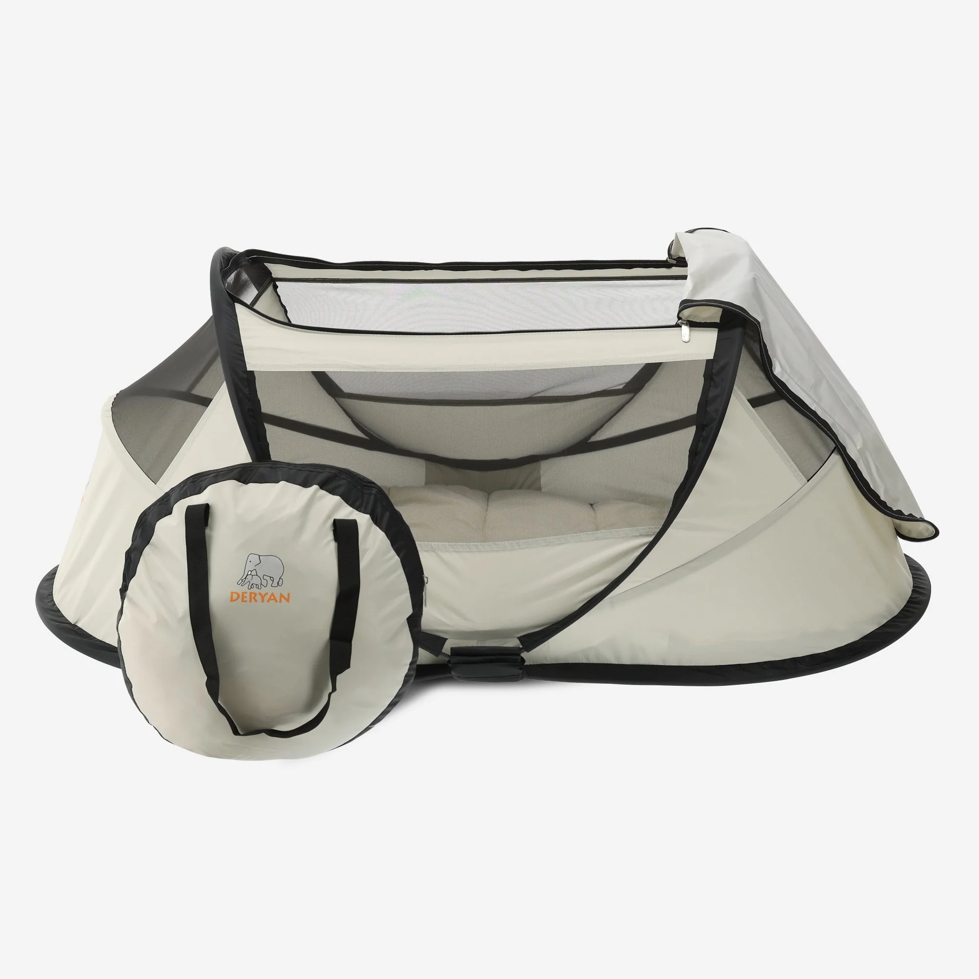 BabyBox Baby Tent Camping Crib + Cotton Blanket - Ivory - Image 2