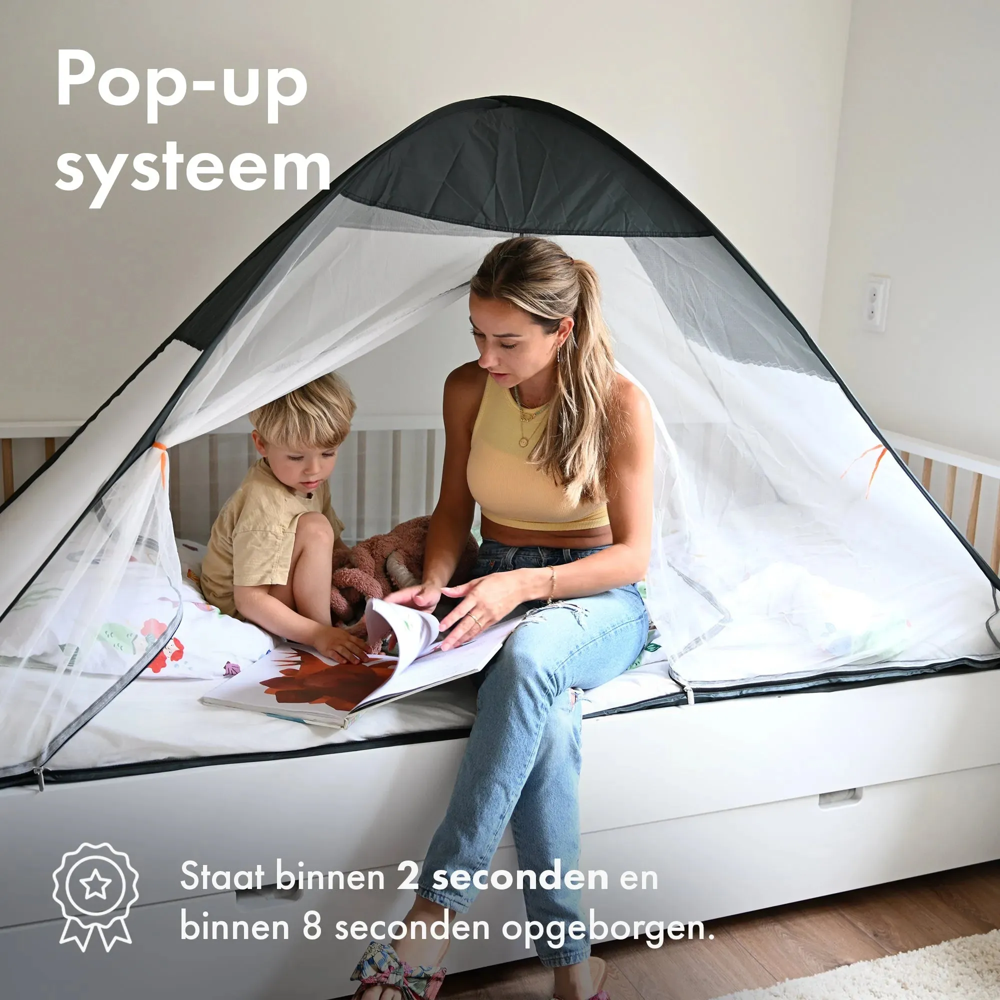 Bed tent pop-up Grey 200x90 - Image 3