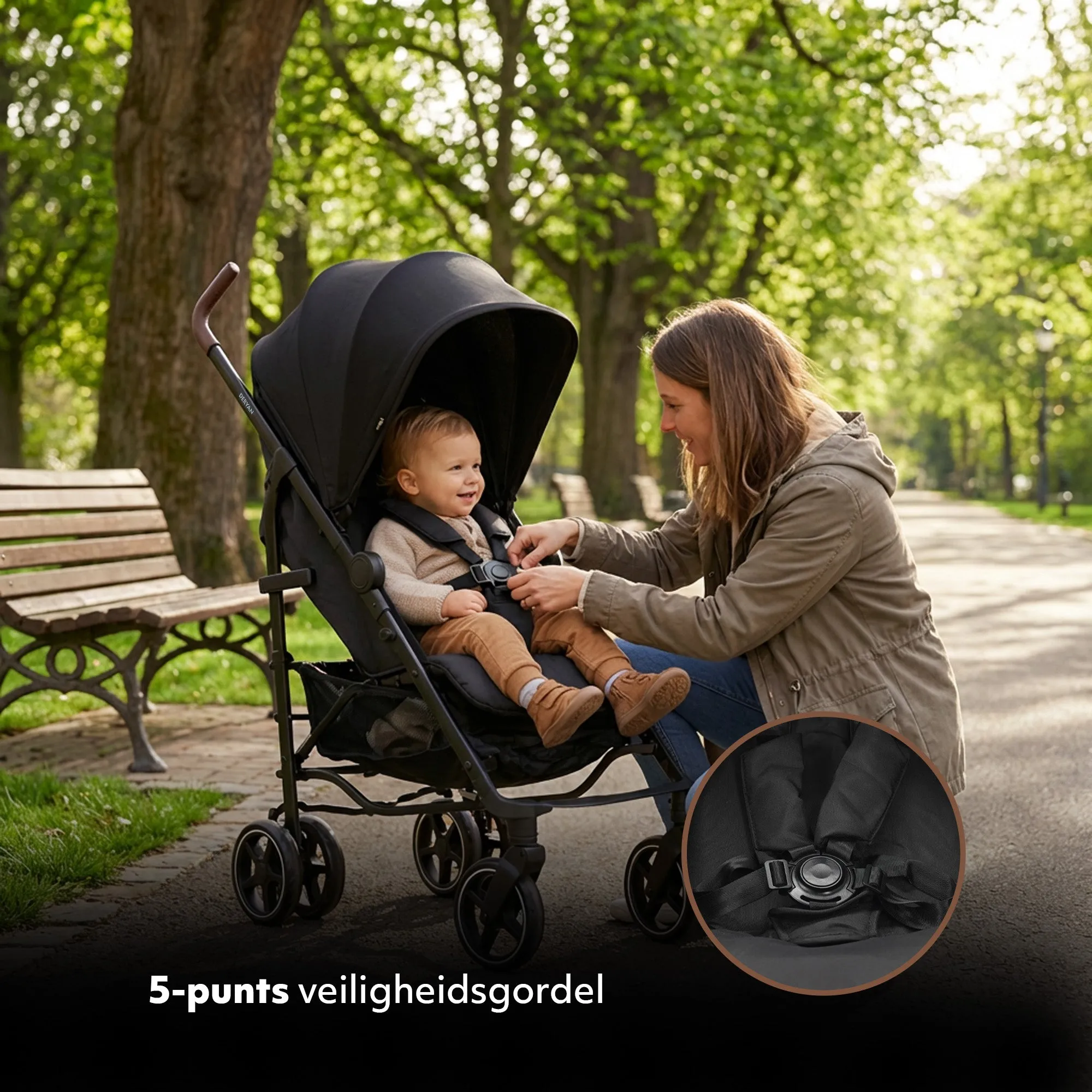Bobbie Umbrella Stroller - Includes mosquito net - Includes carry bag - Suitable for children up to 48.5 lbs - Black - Image 3