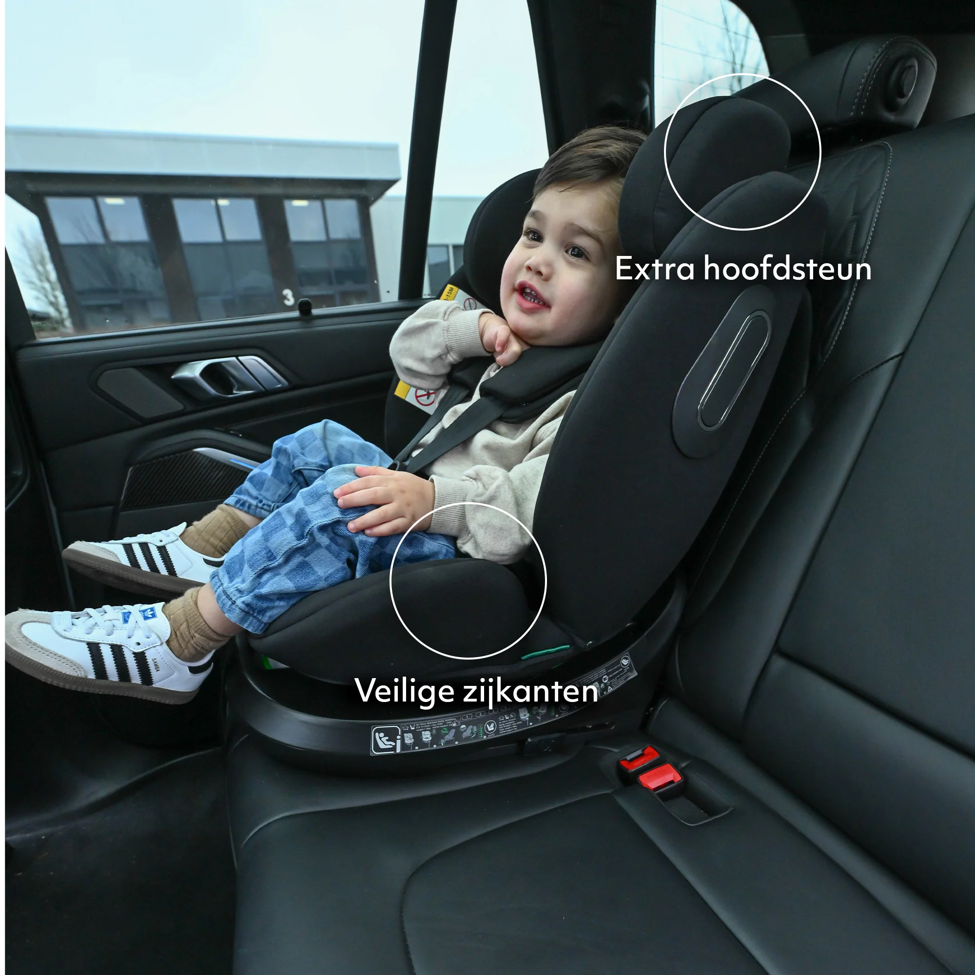 Carly Luxe i-Size Car Seat - 0-79.4 lbs - Isofix + support leg - 360 rotatable - Black - Image 8