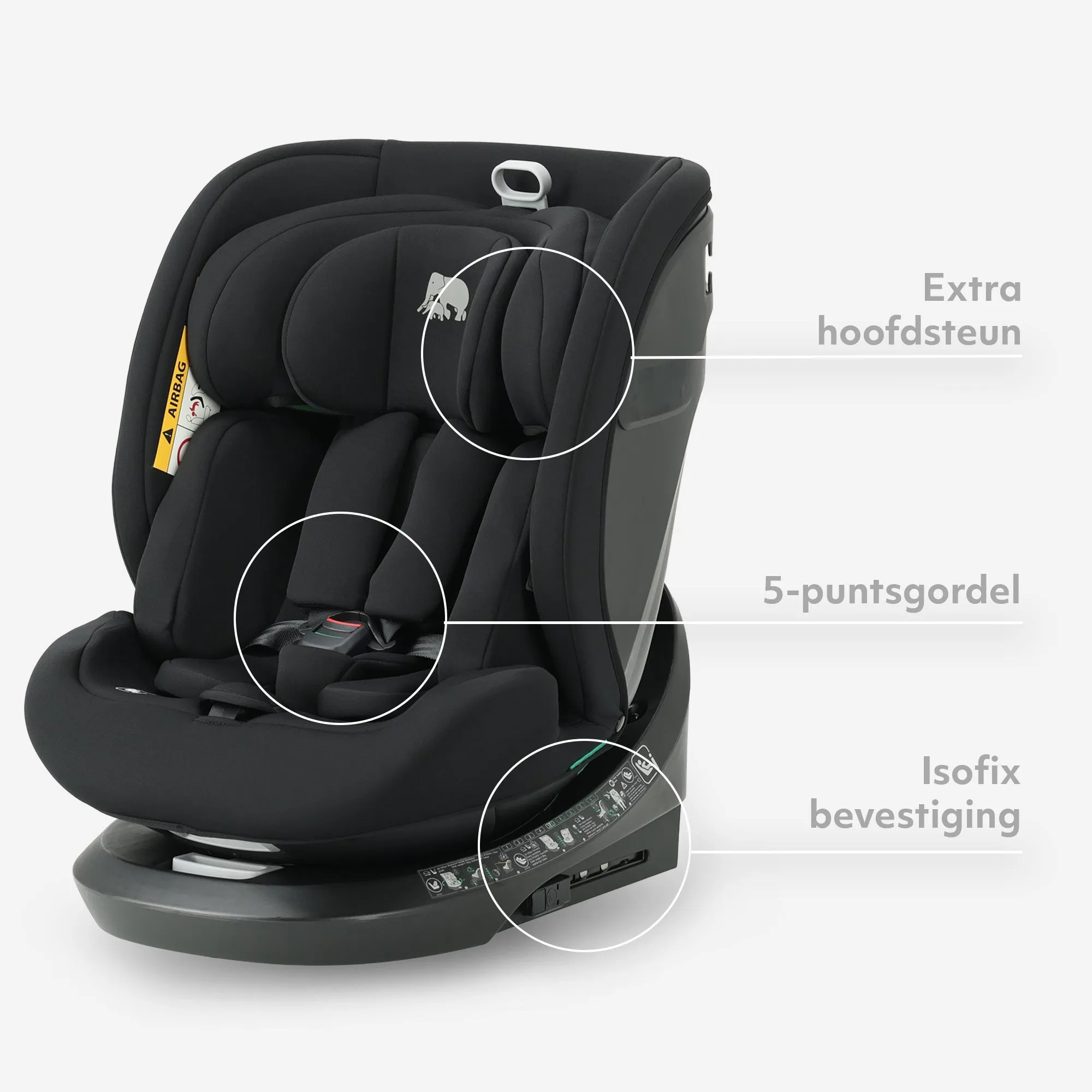 Cassie Luxe I-Size Car Seat - Group 0-1-2-3 - Isofix - 360° Rotatable - Black - Image 6