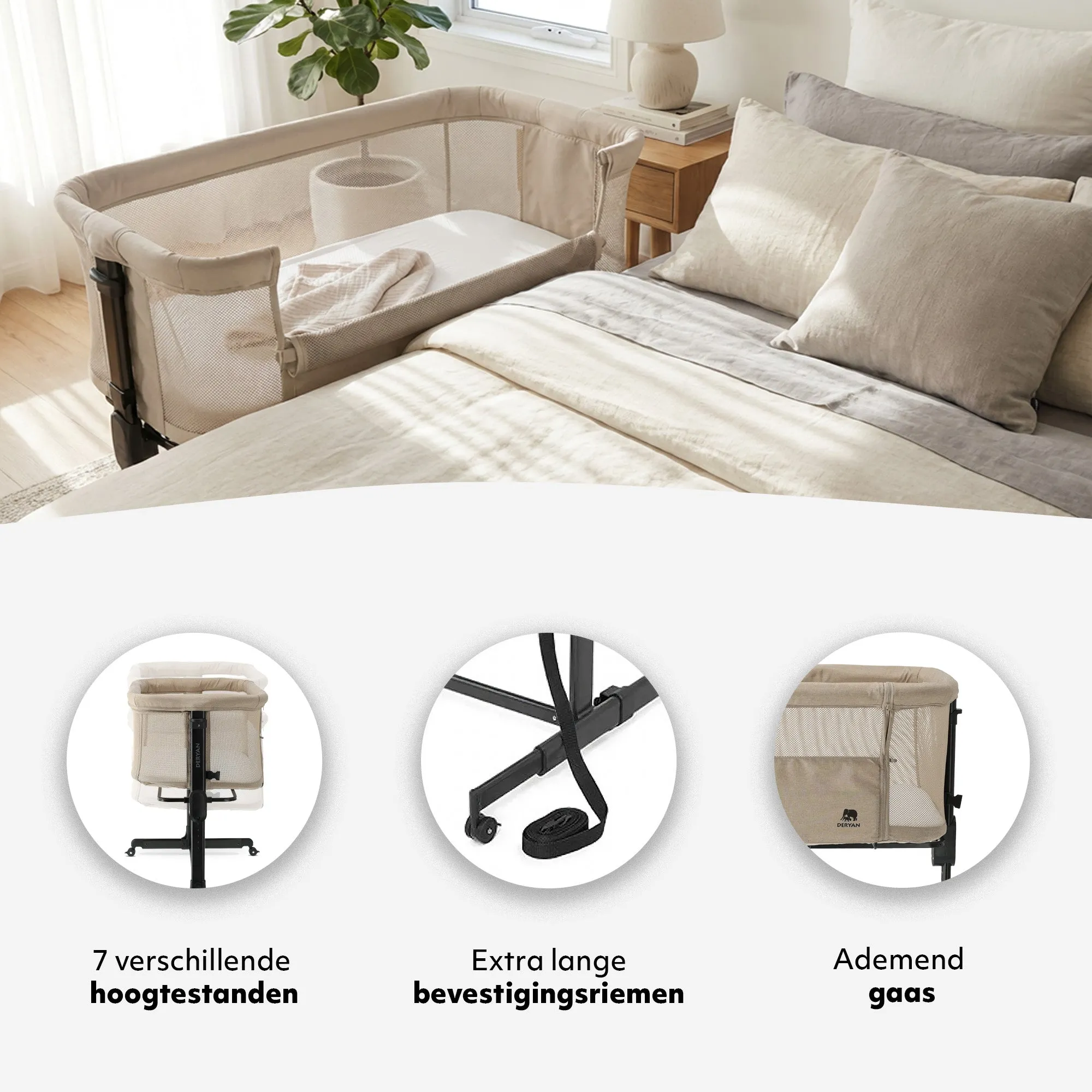 Co-Sleeper Snoozy Crib - Sand Melange - Image 4
