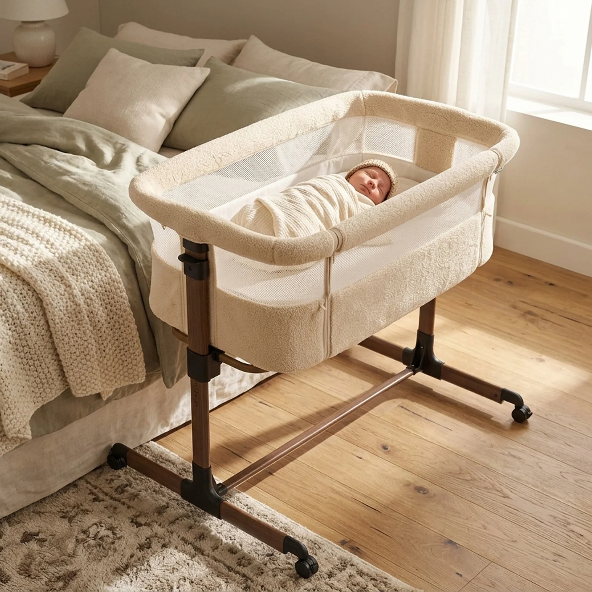 Snoozy Co-Sleeper Cradle - Teddy Nougat - Image 5