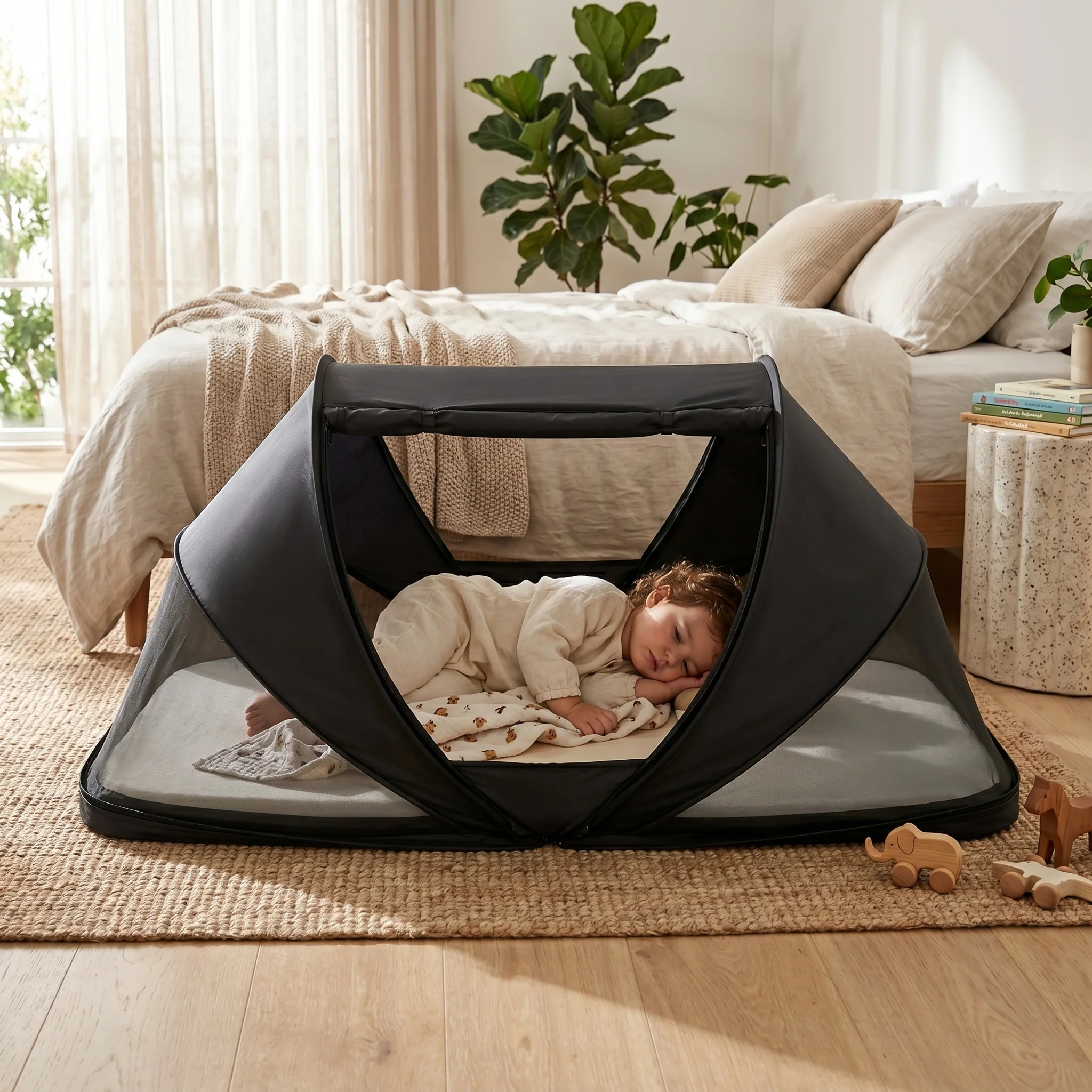 Cutey Camping Crib Baby Tent - Travel Cot - Black - Image 8