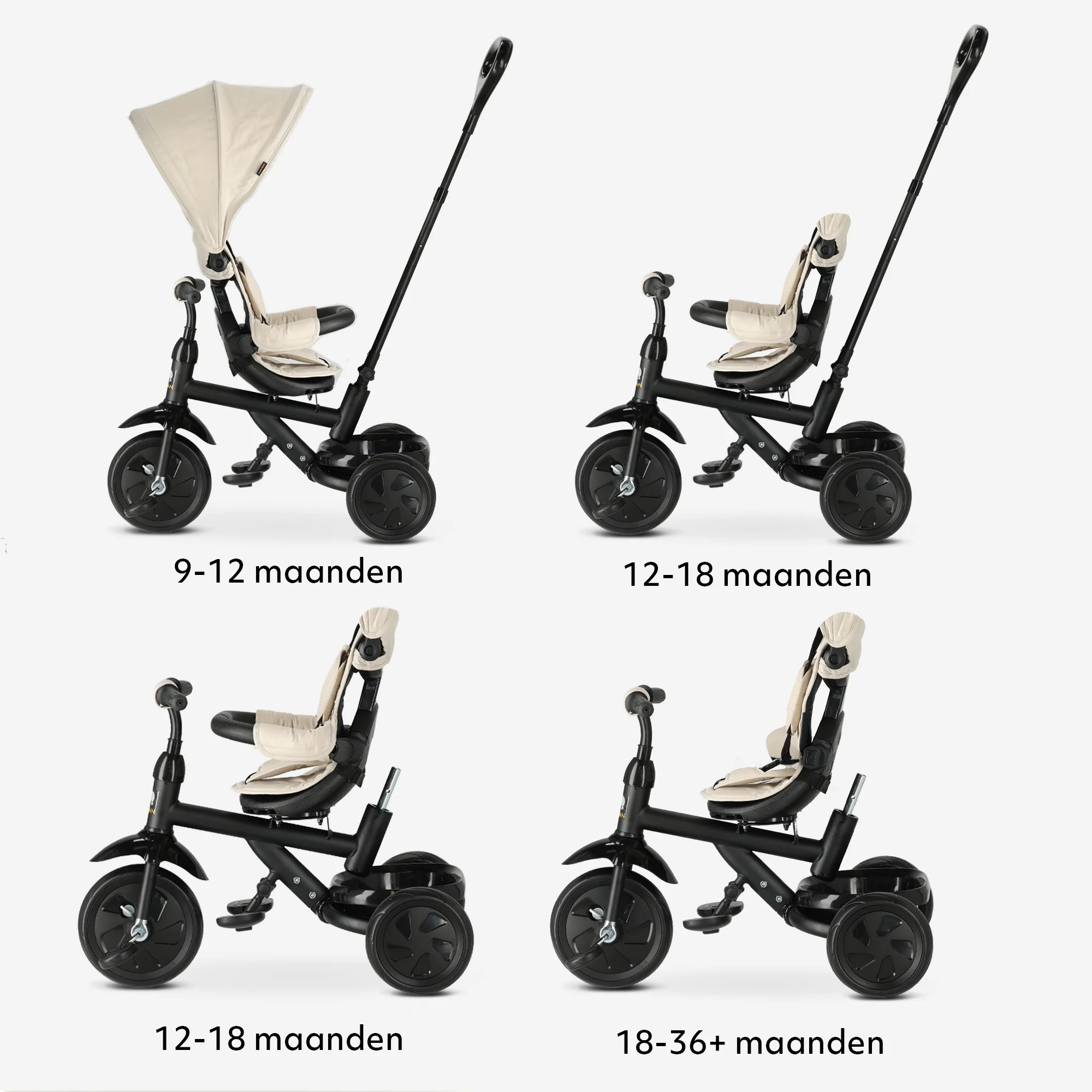 Adventurer Tricycle with Push Bar, Cream - Image 7