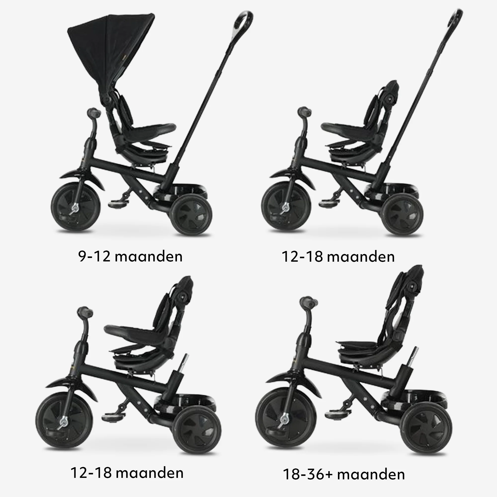 Adventurer Tricycle with push bar Black - Image 8