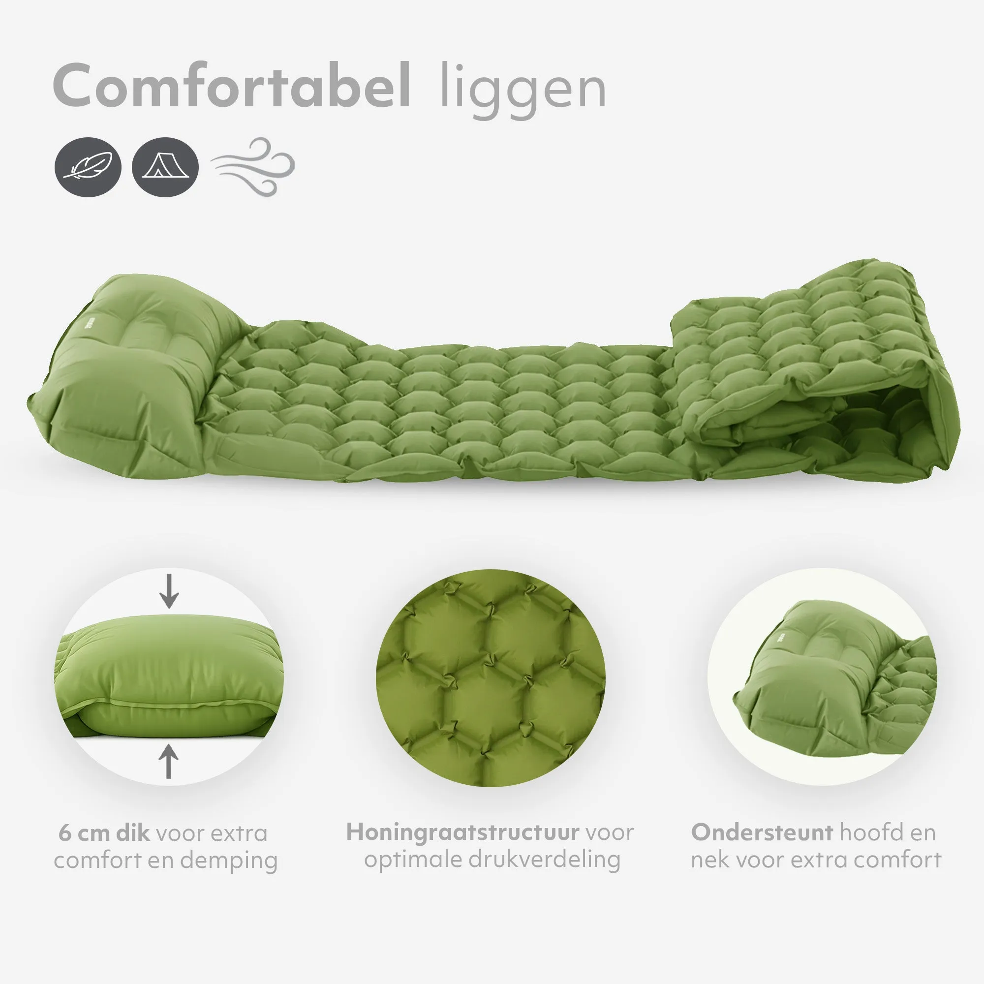 Deryan Bed - Camping Air Mattress - Includes Carry Bag - Green - Image 7