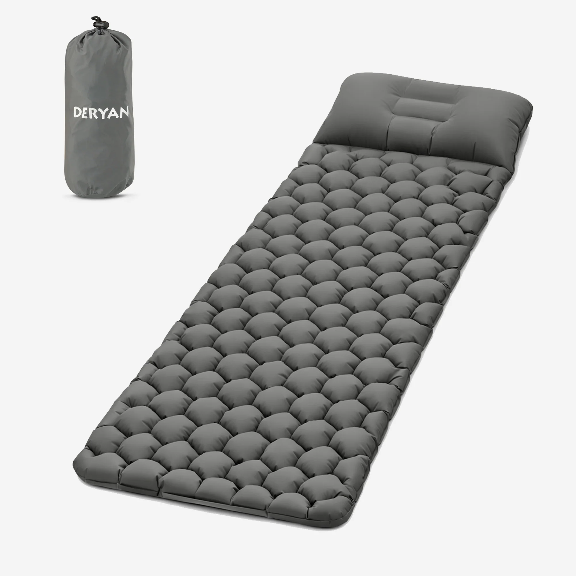 Deryan Bed - Camping Air Mattress - Includes Carry Bag - Gray