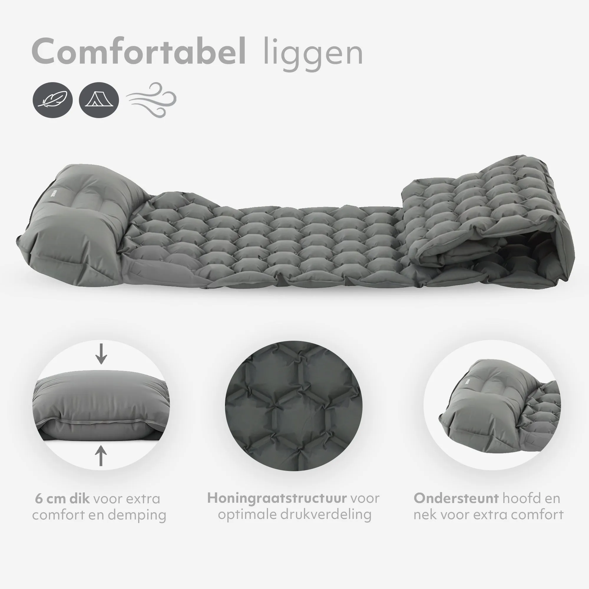 Deryan Bed - Camping Air Mattress - Includes Carry Bag - Gray - Image 4