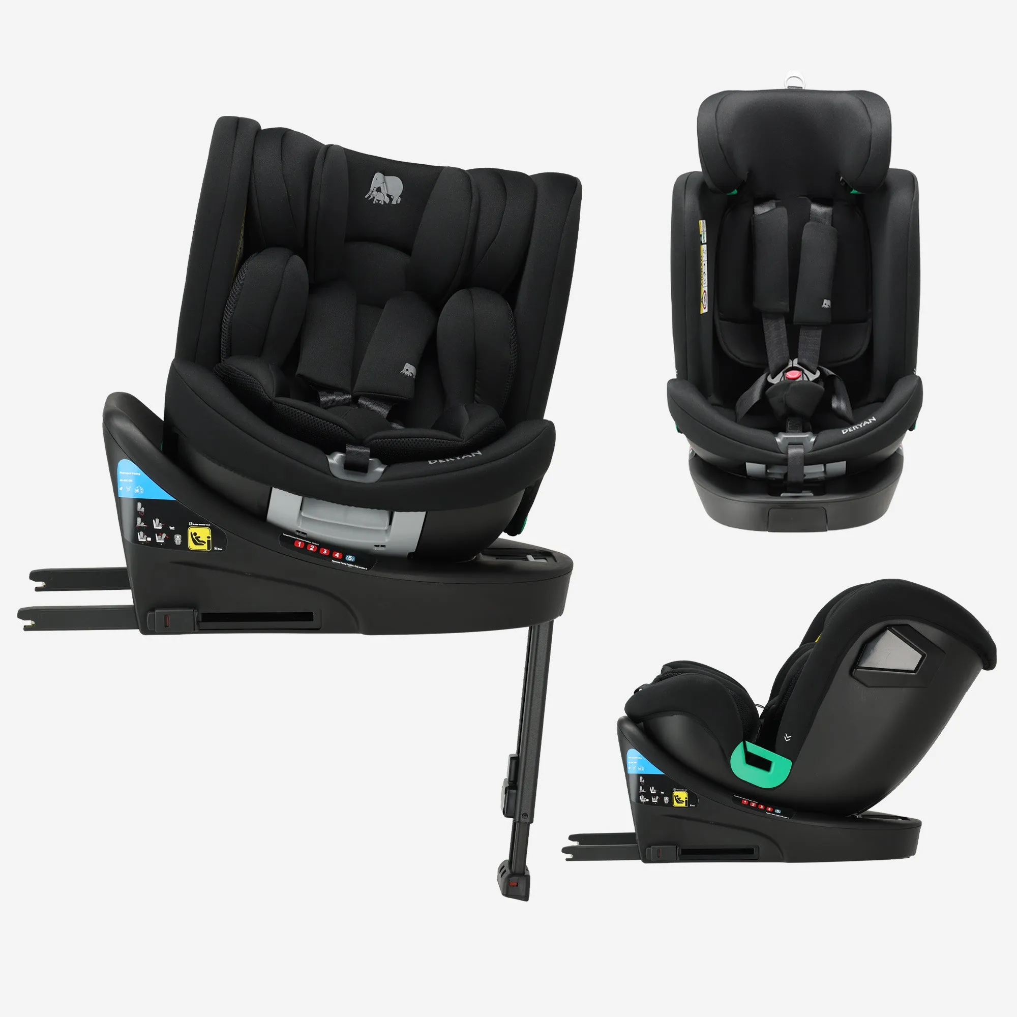 Chase Luxe i-Size Car Seat - 0-79.4 lbs - Isofix support leg - 360 rotatable - Black