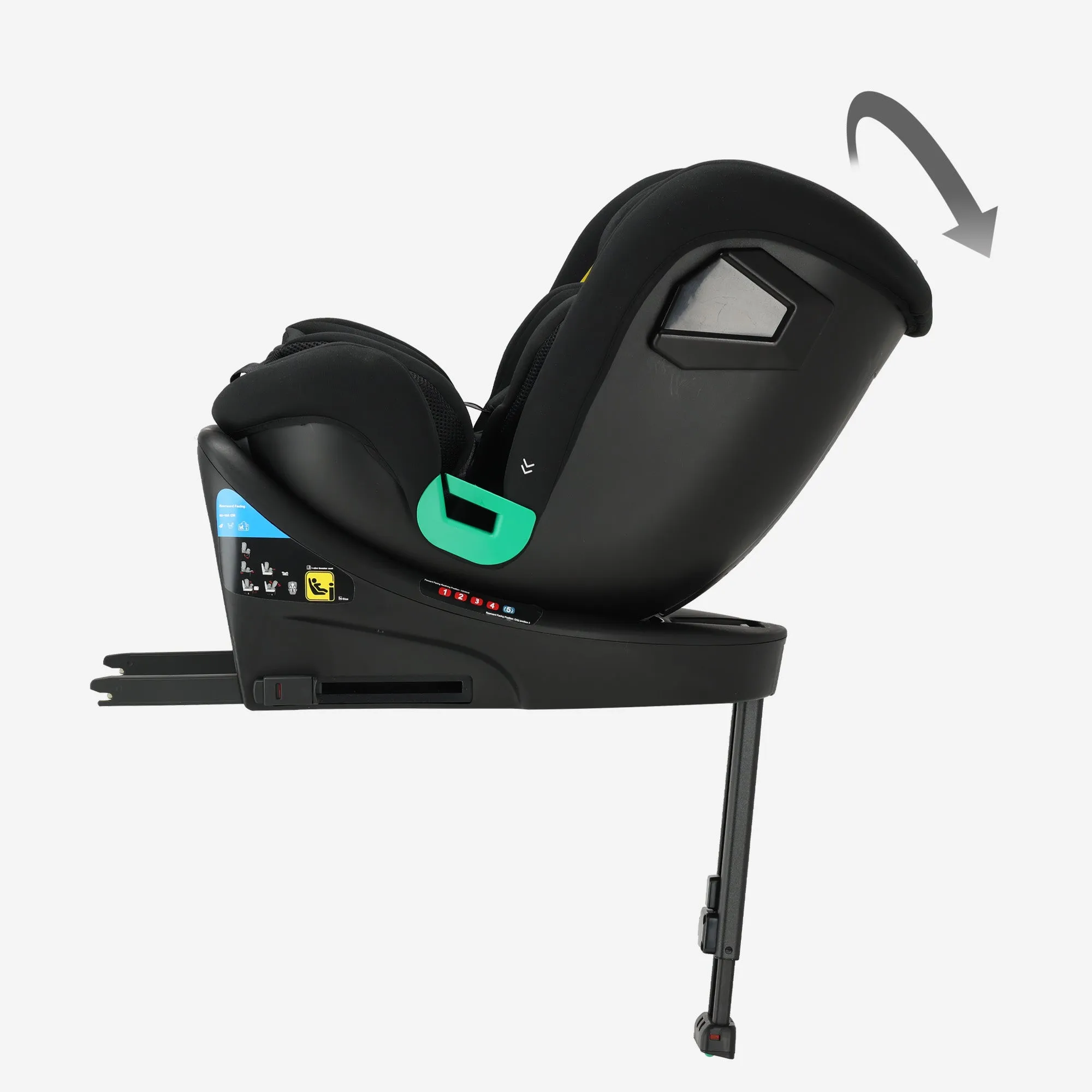 Chase Luxe i-Size Car Seat - 0-79.4 lbs - Isofix support leg - 360 rotatable - Black - Image 10