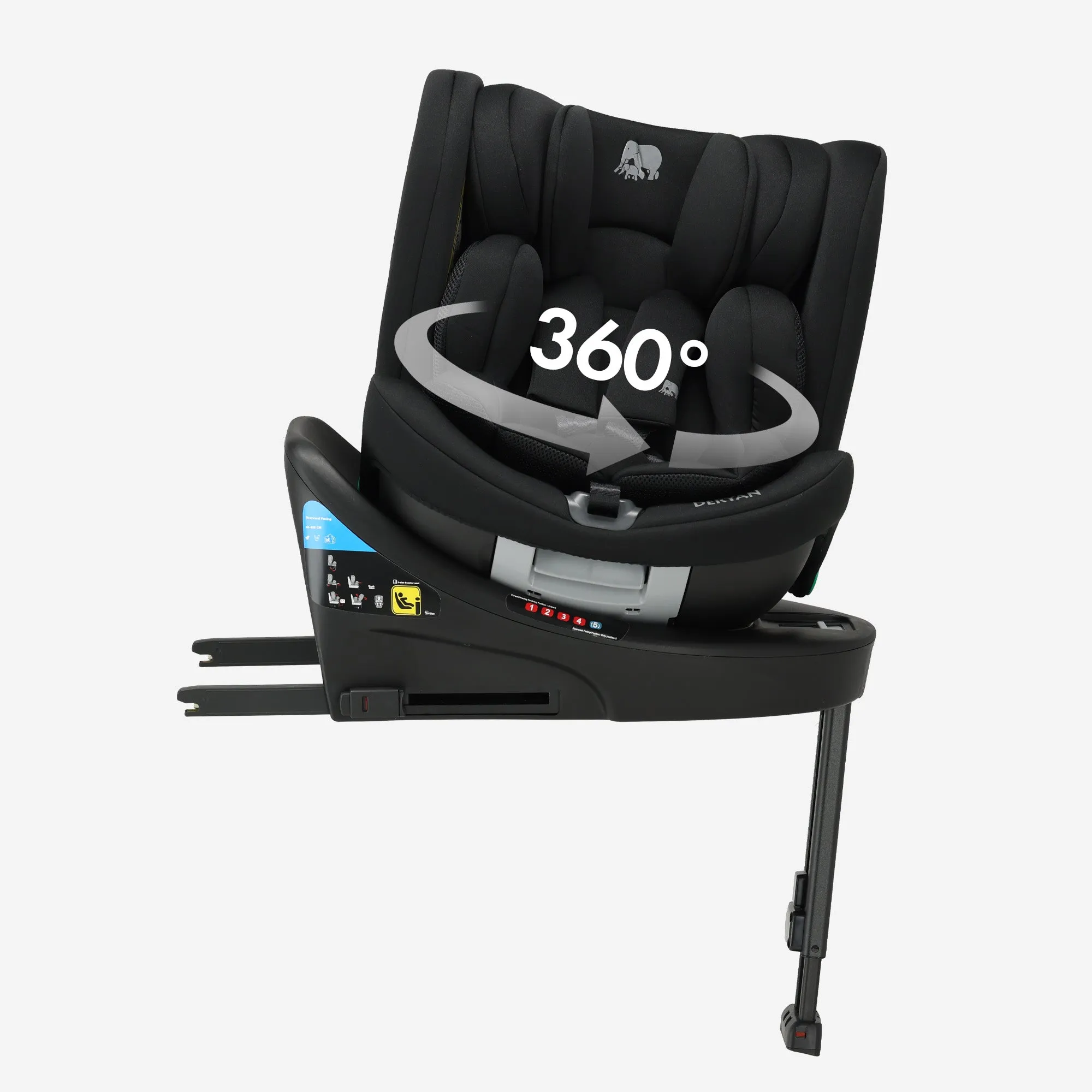 Chase Luxe i-Size Car Seat - 0-79.4 lbs - Isofix support leg - 360 rotatable - Black - Image 3