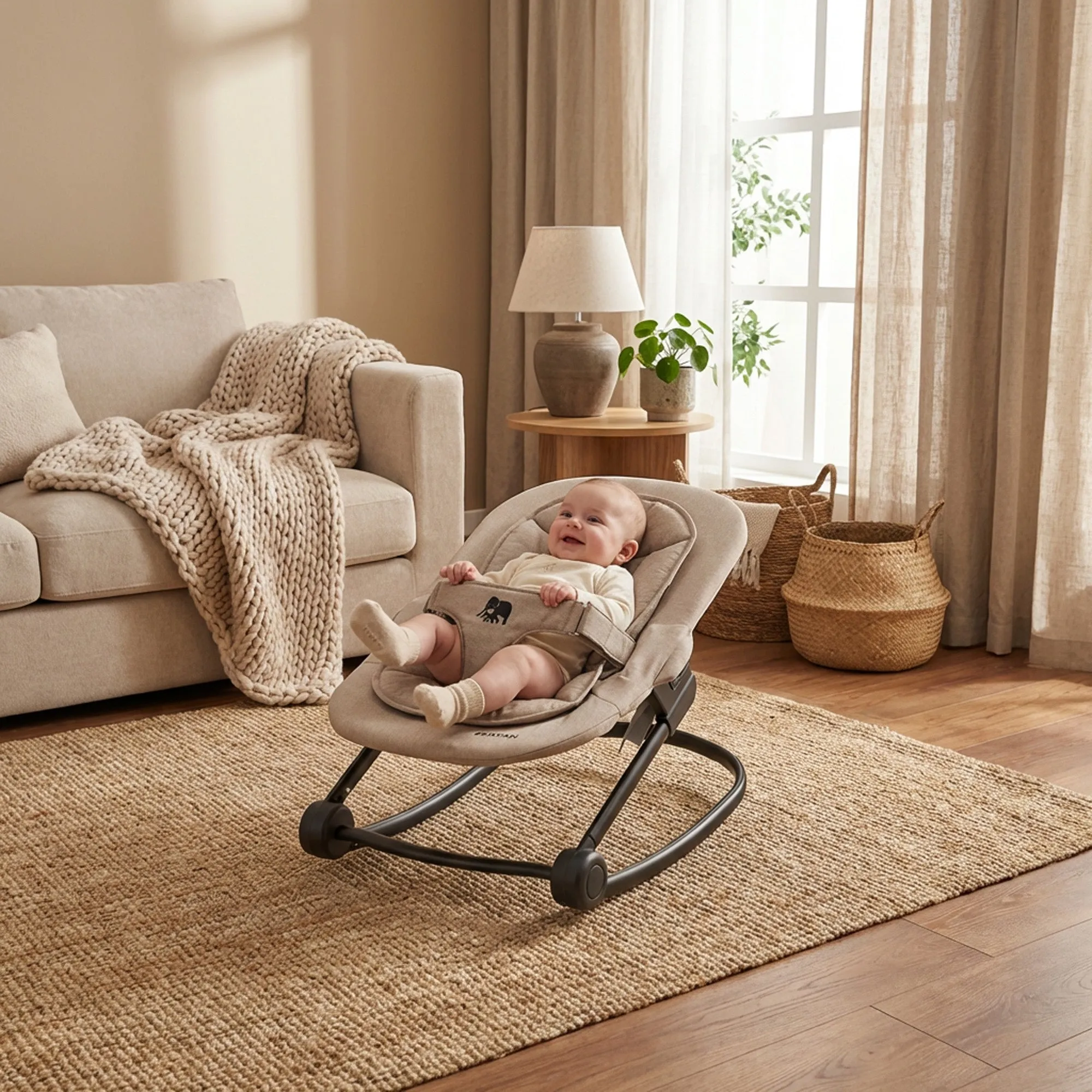 Deryan High Chair with Bouncer - Black/Nougat - Image 19
