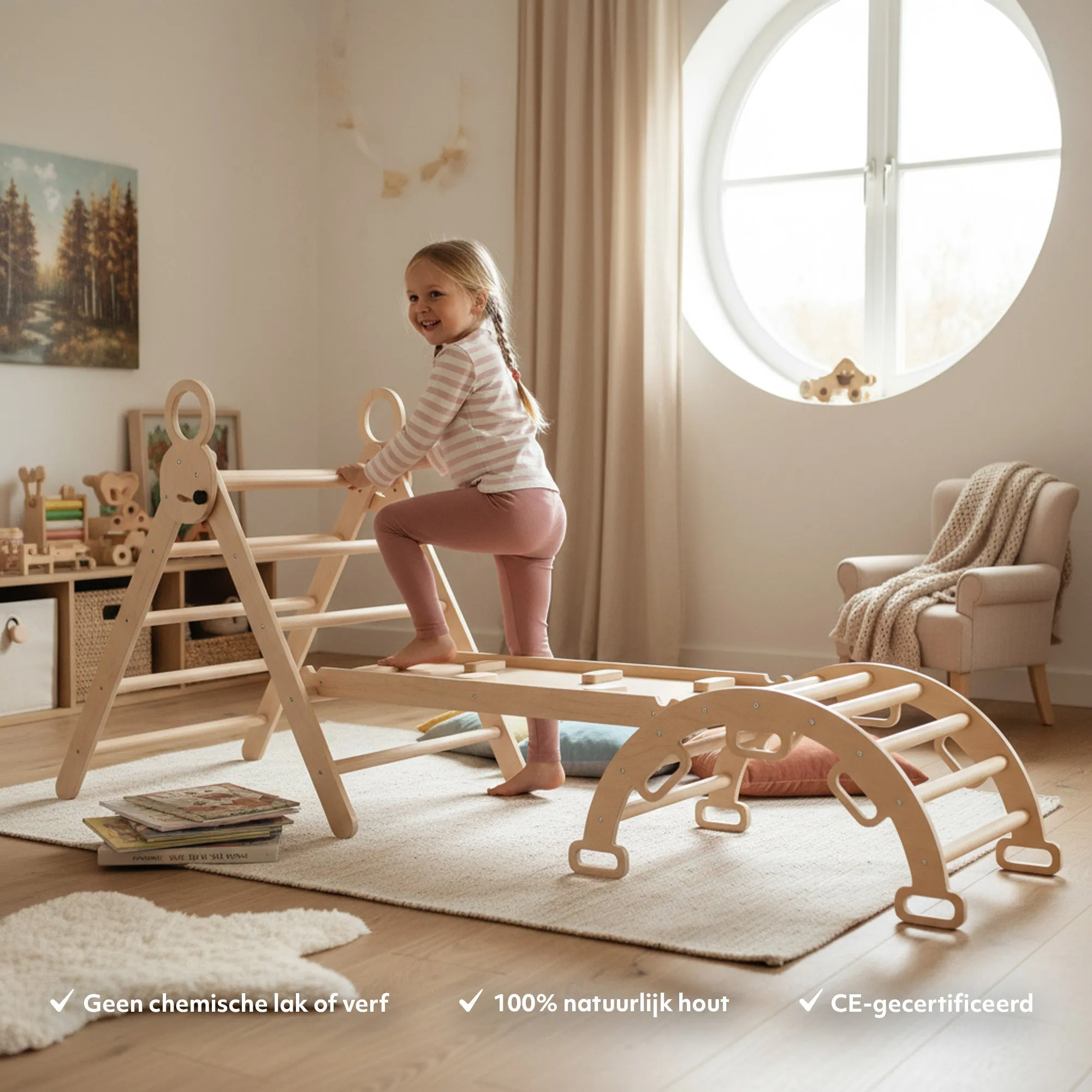 Luxury XXL Climbing Frame - Foldable Triangle + Climbing Arch + Ramp with Slide - Image 2