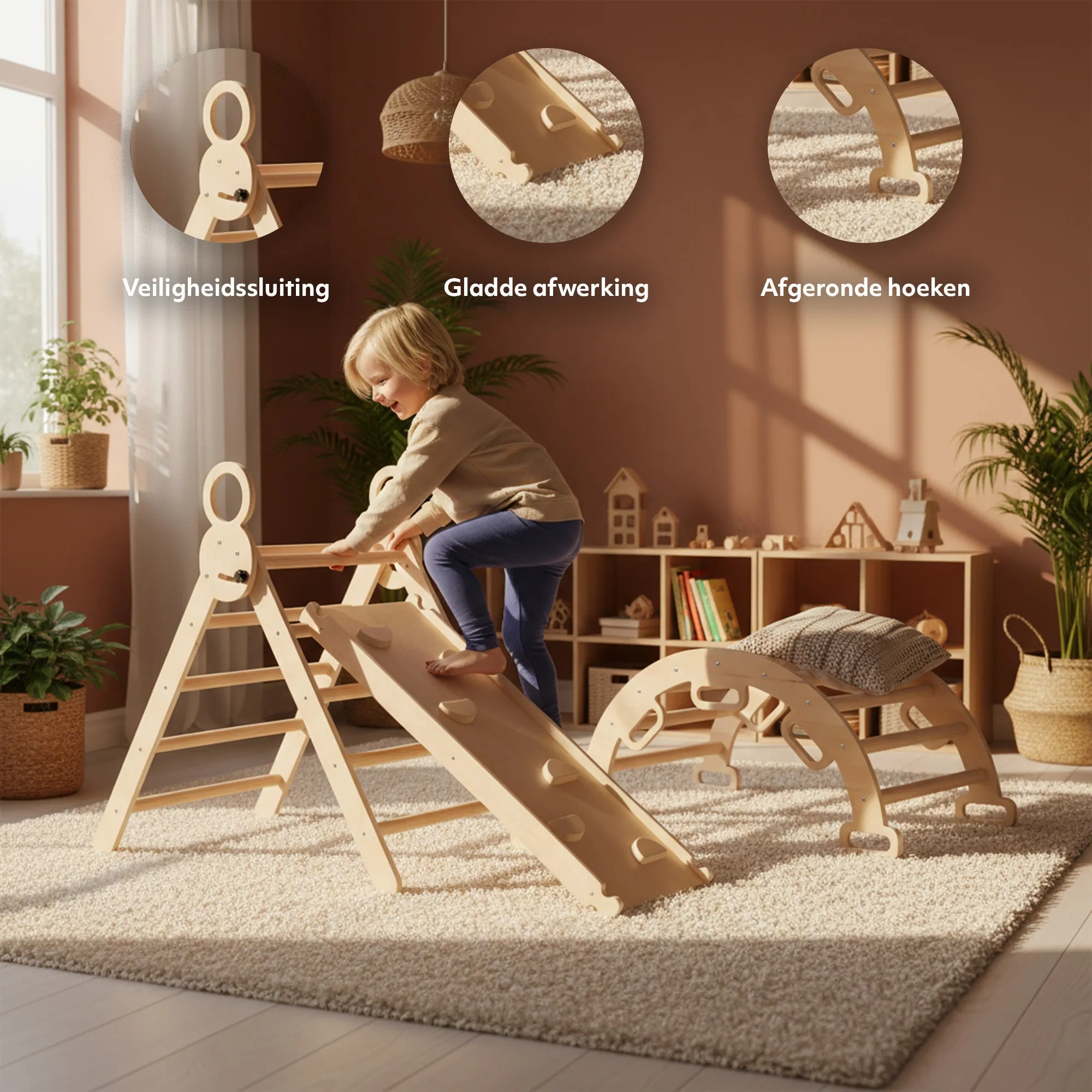 Luxury XXL Climbing Frame - Foldable Triangle + Climbing Arch + Ramp with Slide - Image 4