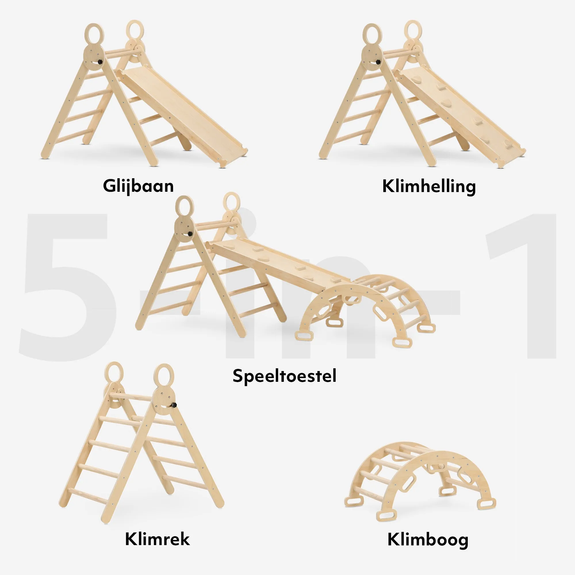 Luxury XXL Climbing Frame - Foldable Triangle + Climbing Arch + Ramp with Slide - Image 5