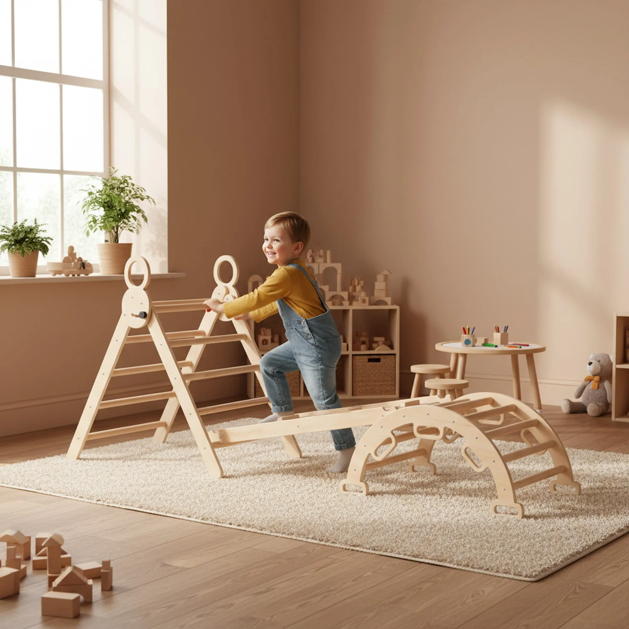 Luxury XXL Climbing Frame - Foldable Triangle + Climbing Arch + Ramp with Slide - Image 6