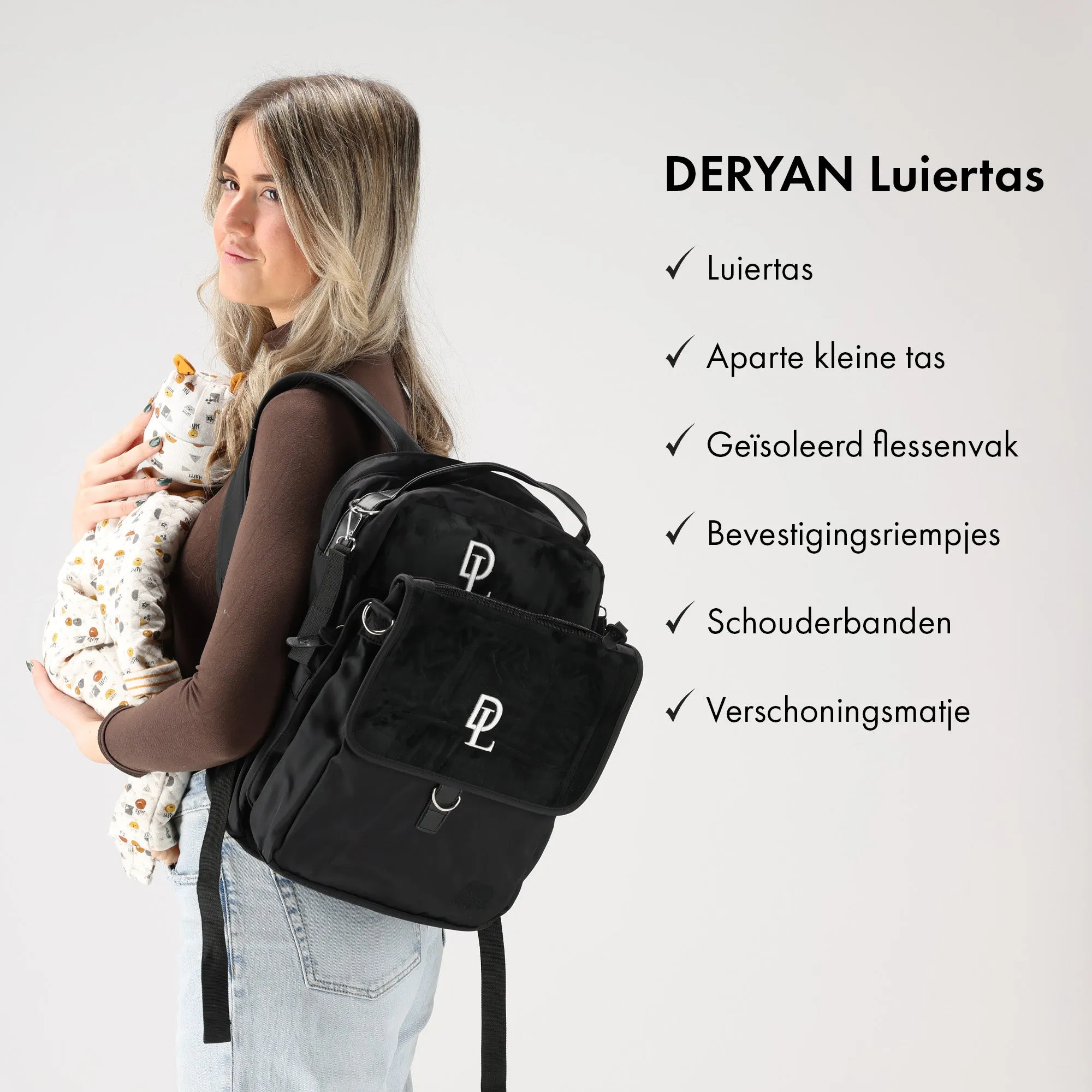 Three-Piece Diaper Bag Black - Image 3