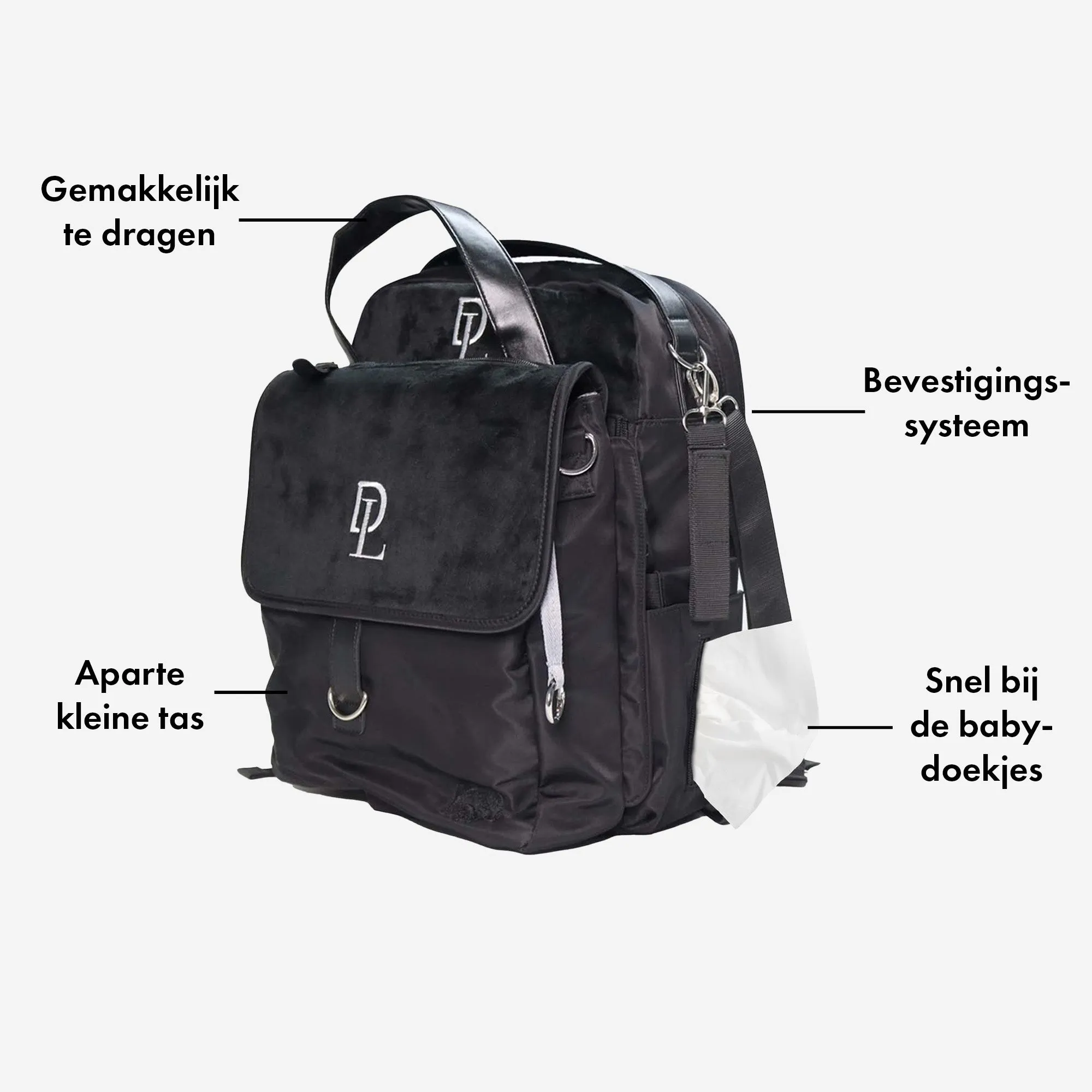 Three-Piece Diaper Bag Black - Image 5