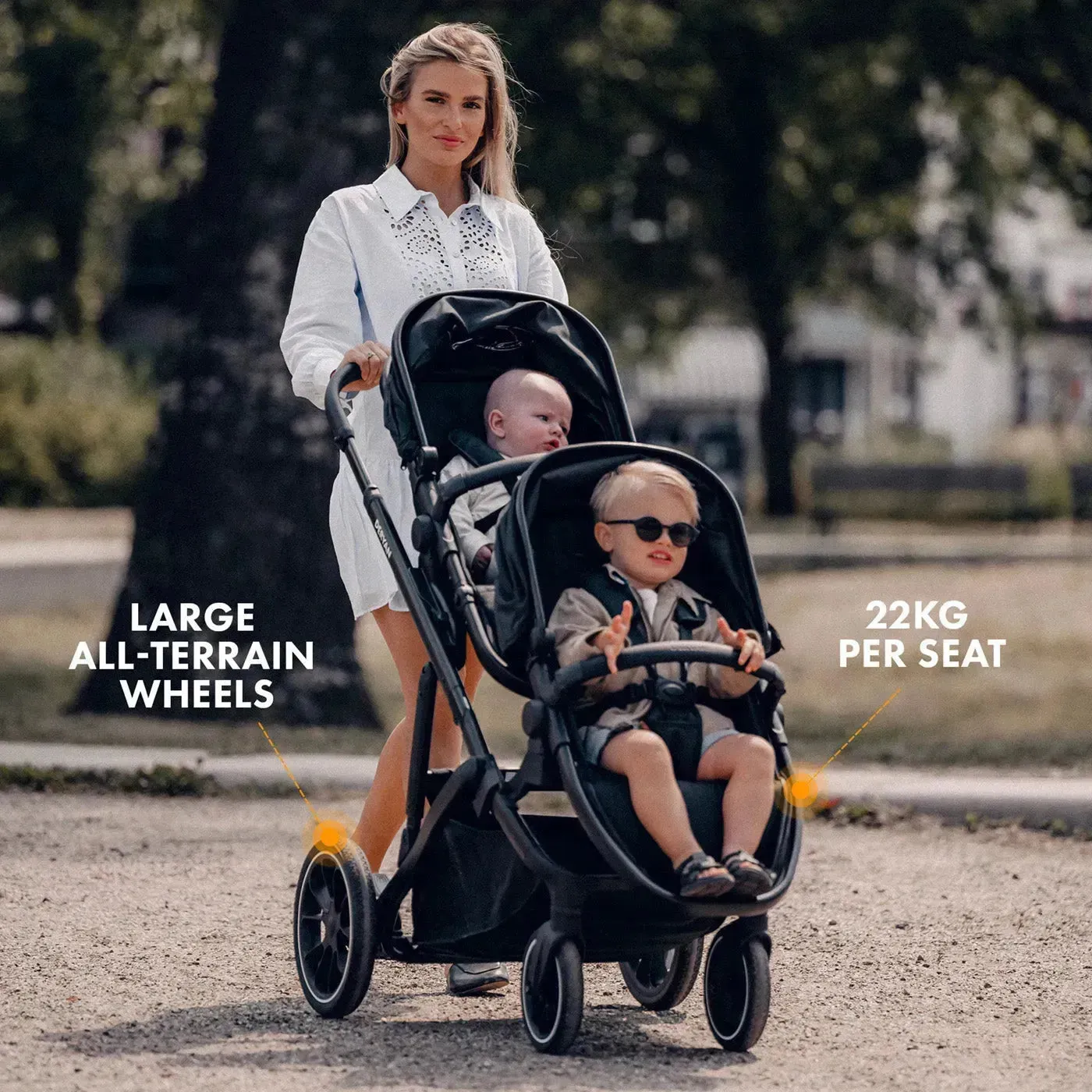 Evy² Duo Stroller, Black, Two-Seater - Image 7