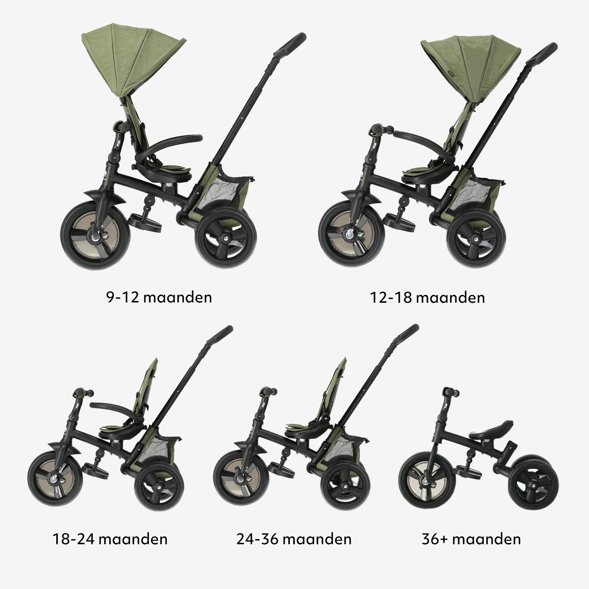 Explorer Luxury Tricycle with Push Bar - Foldable with Basket (Green) - Image 10