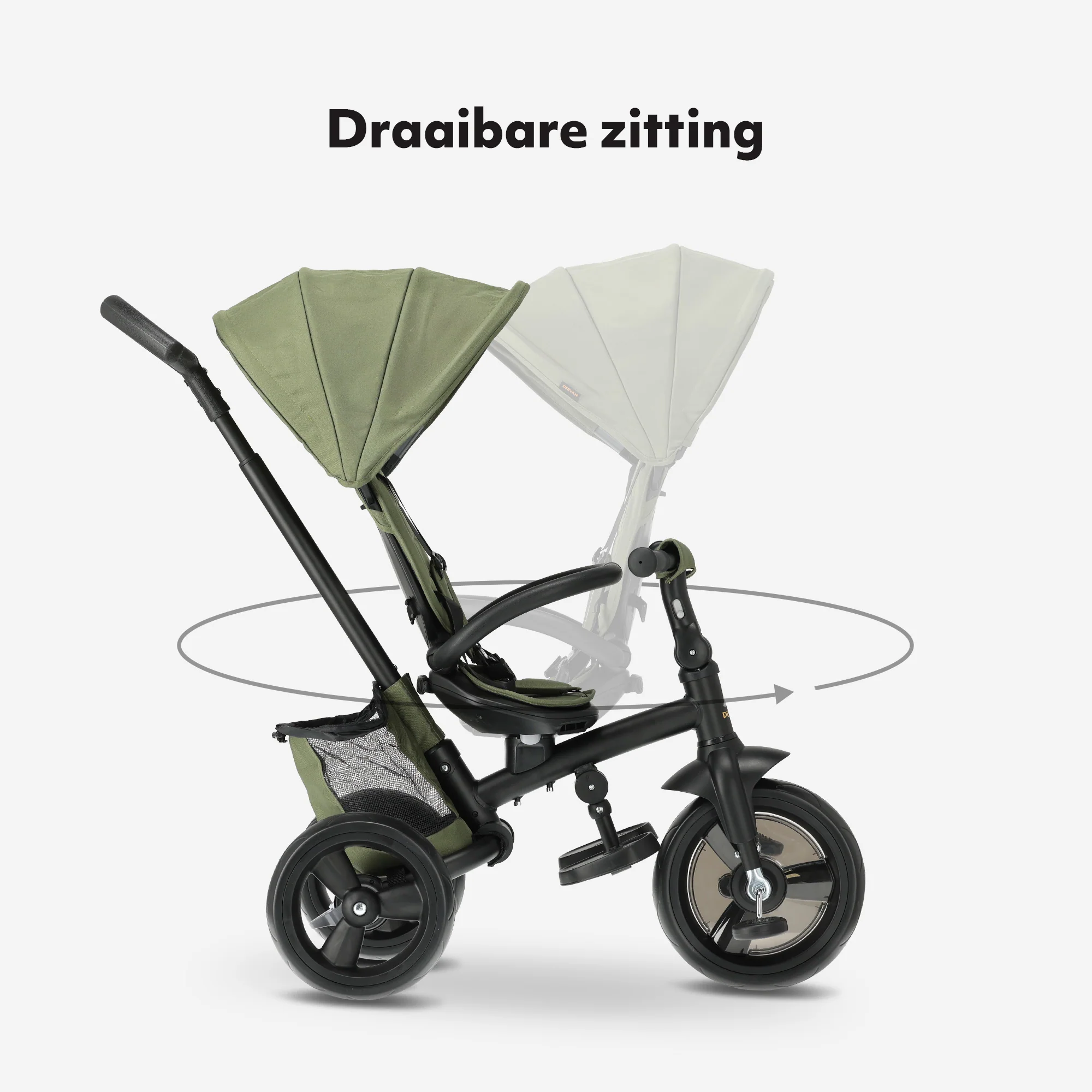 Explorer Luxury Tricycle with Push Bar - Foldable with Basket (Green) - Image 4