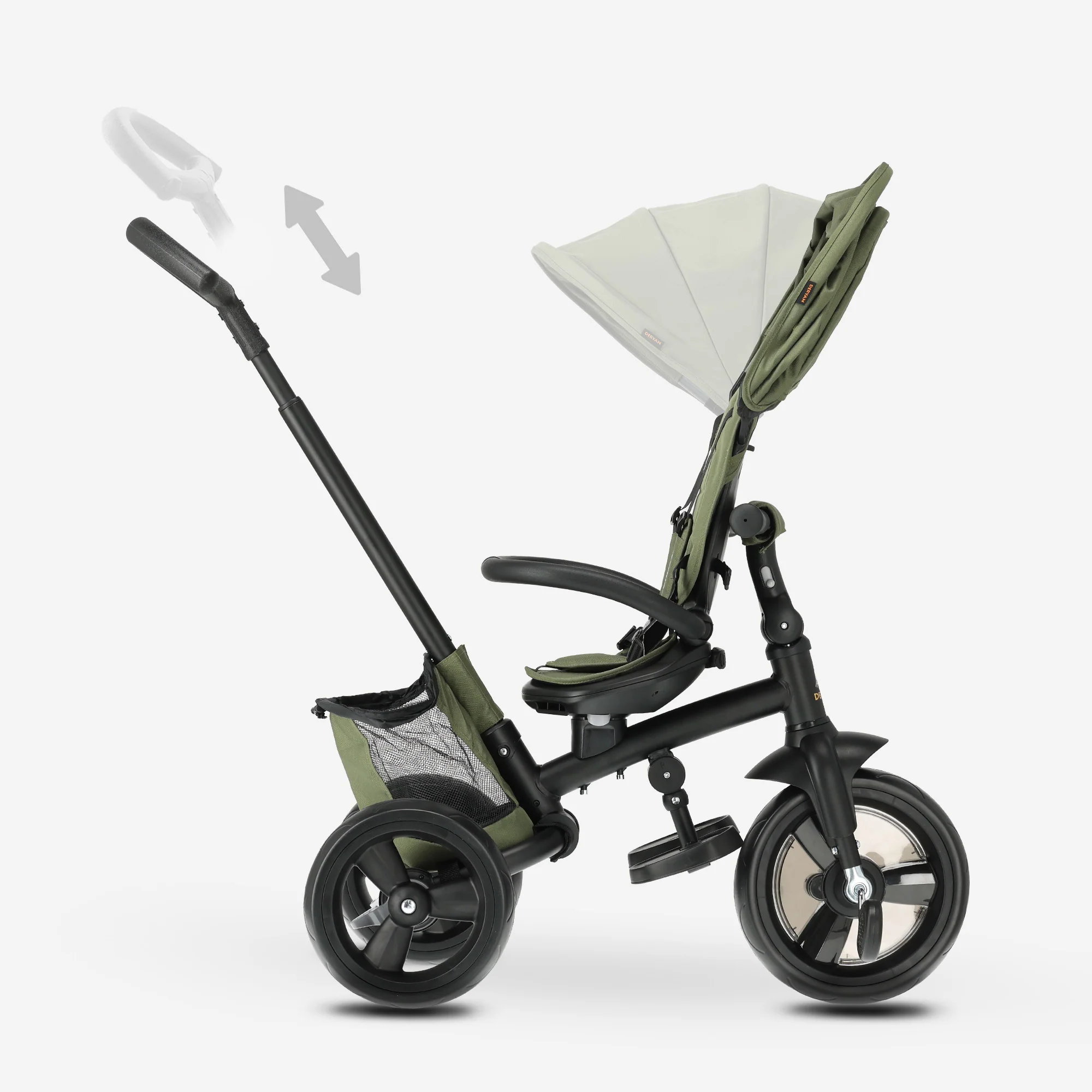 Explorer Luxury Tricycle with Push Bar - Foldable with Basket (Green) - Image 6