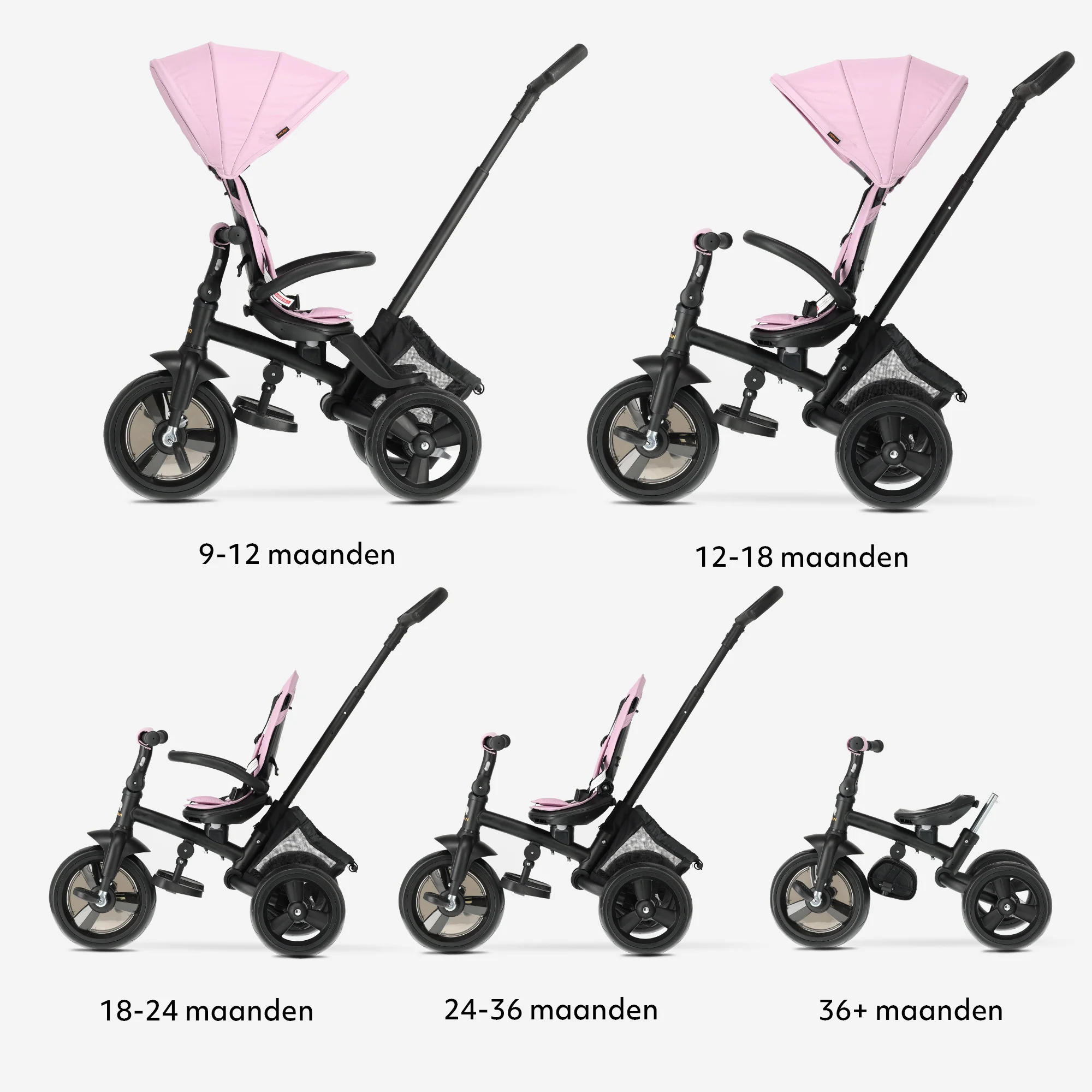 Explorer Luxury Tricycle with Push Bar - Foldable with Basket, Pink - Image 10