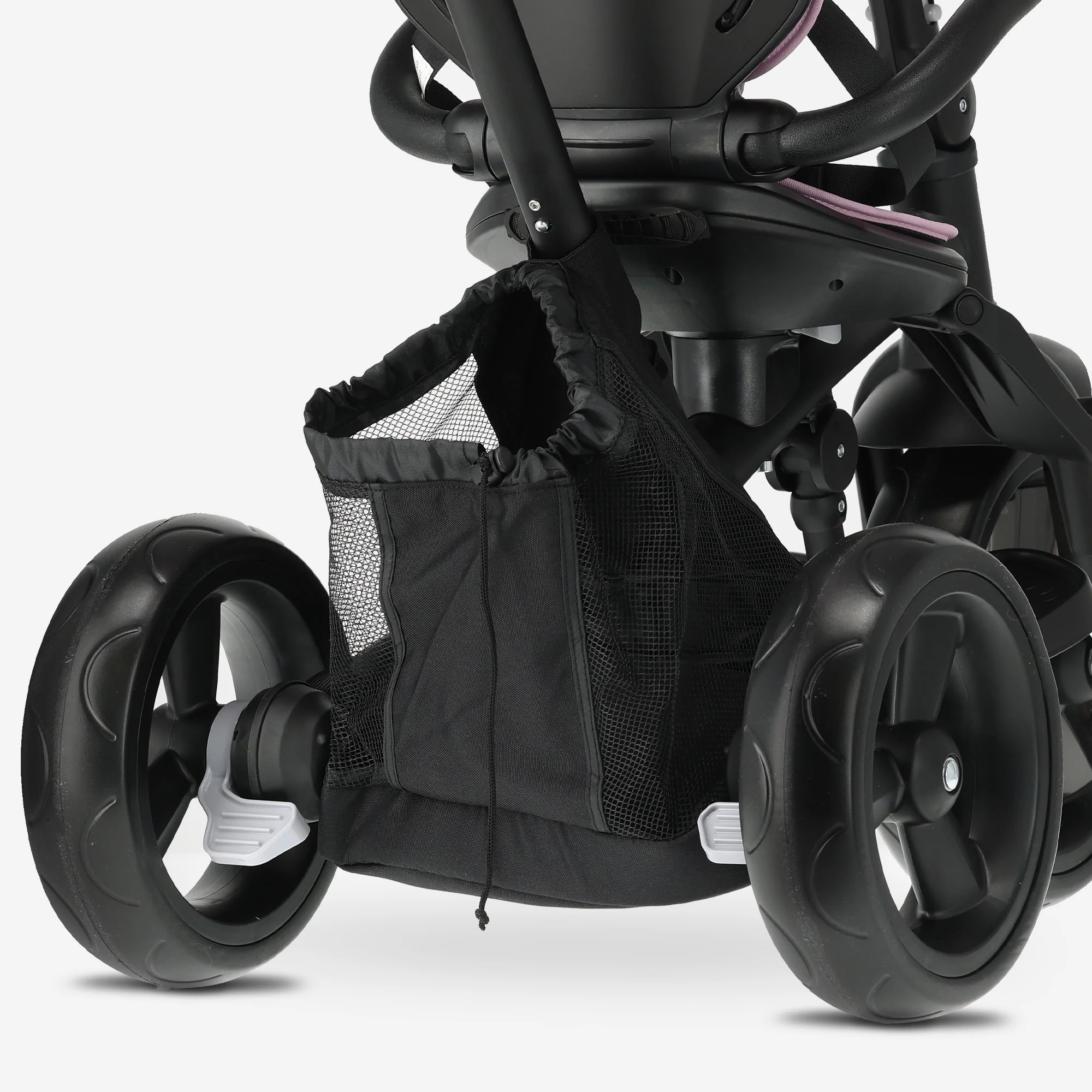 Explorer Luxury Tricycle with Push Bar - Foldable with Basket, Pink - Image 11