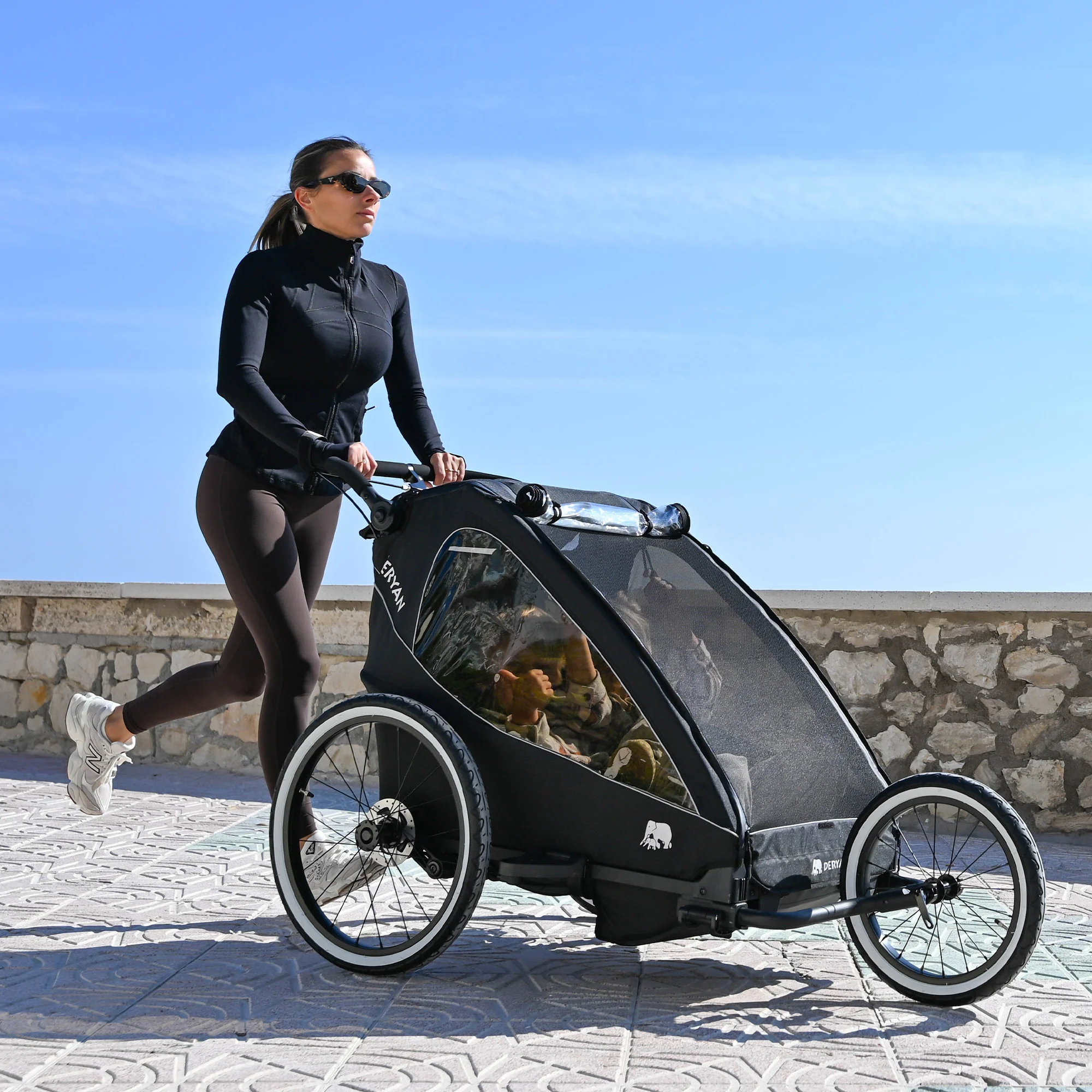 Luxury Bike Trailer V2 - Stroller - Jogging Stroller Black - Image 4