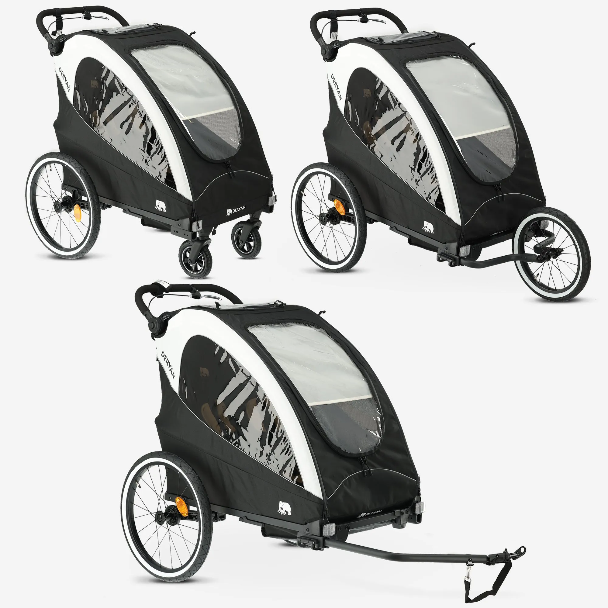 Luxury Bike Trailer - bike trailer, stroller, and jogging stroller - Black/Cream