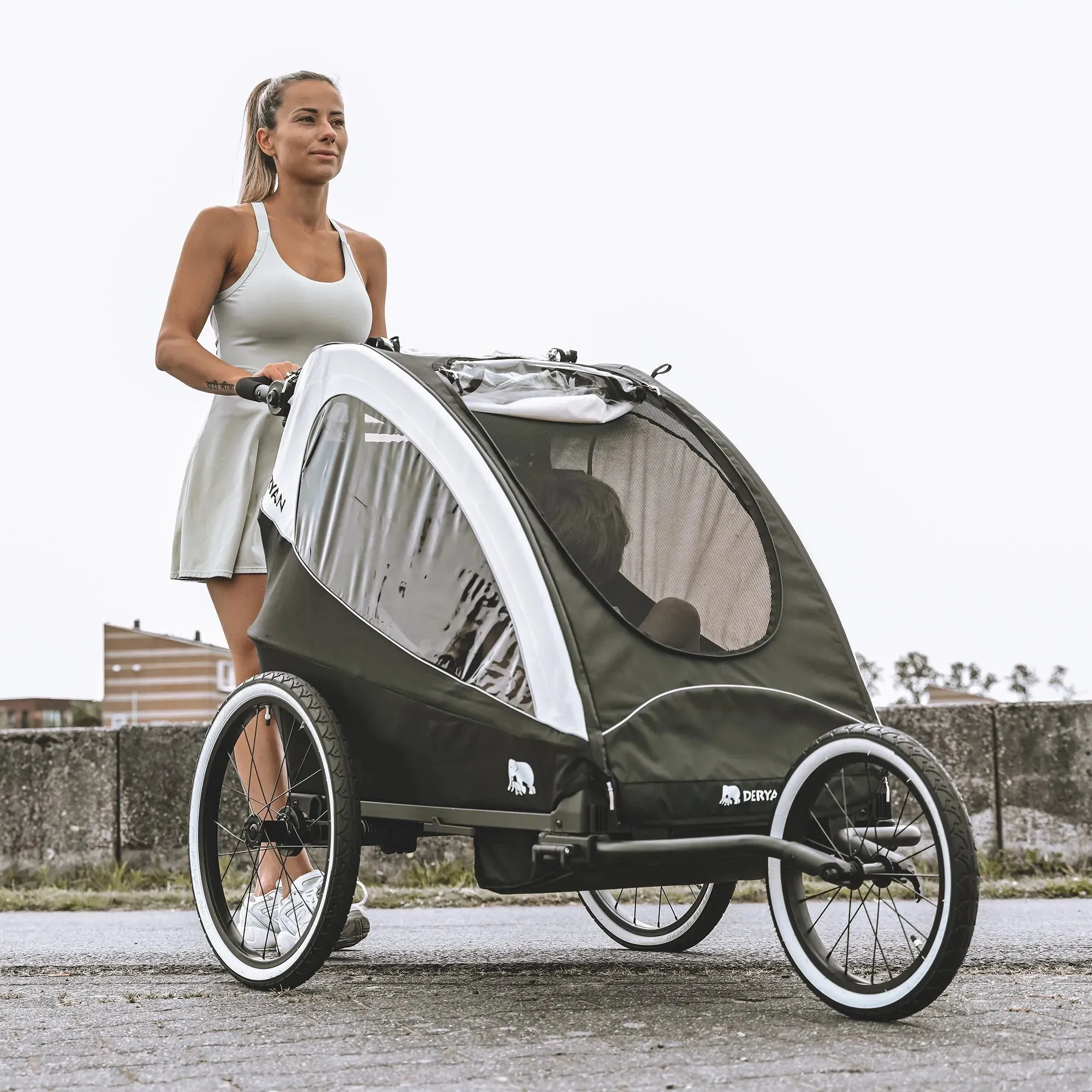 Luxury Bike Trailer - bike trailer, stroller, and jogging stroller - Black/Cream - Image 3