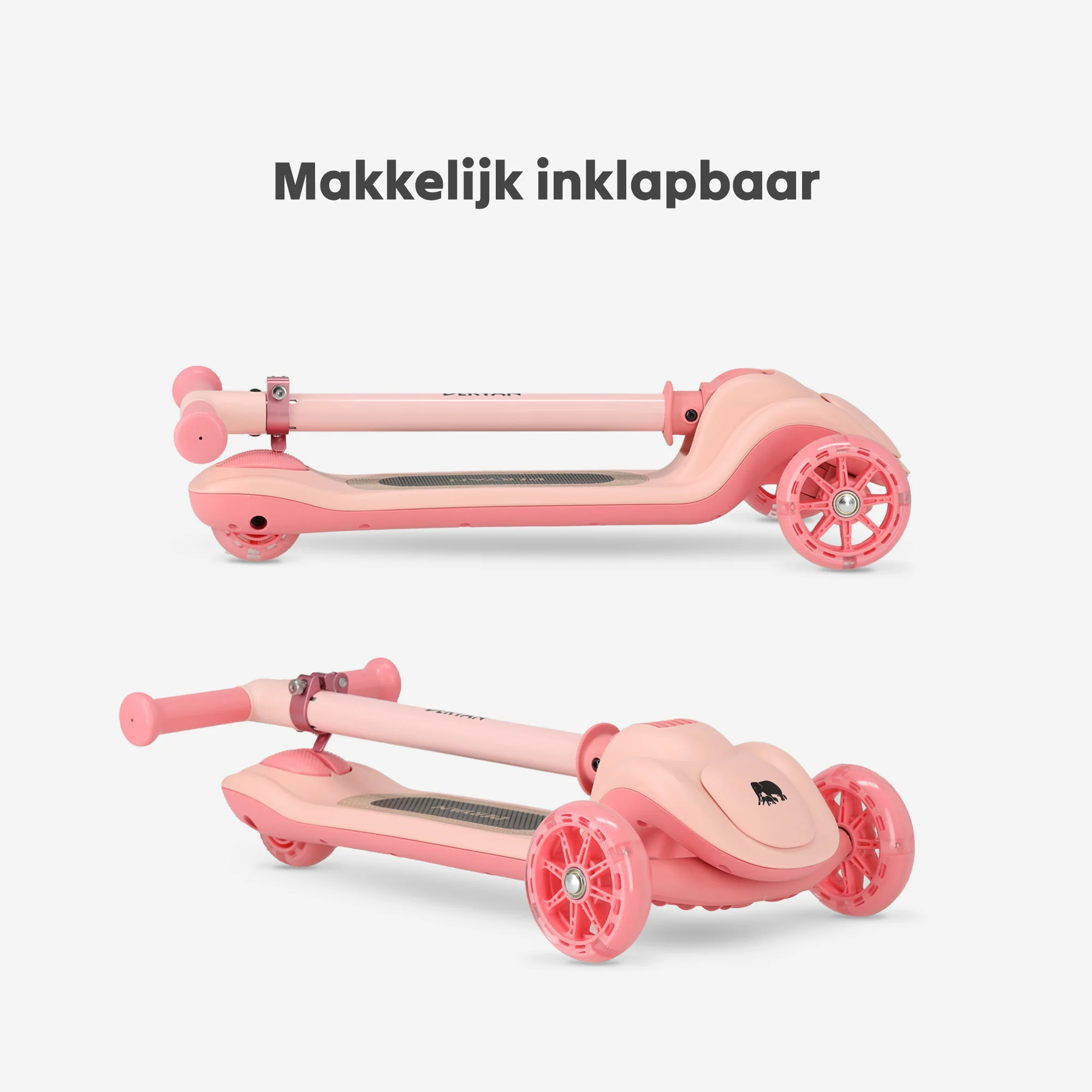 Harvey Kids Scooter 3 wheels - age group 3+ - max 110.3 lb - LED lights in the wheels - height adjustable 25.6"-27.6"-29.5"-31.5" - Pink - Image 3