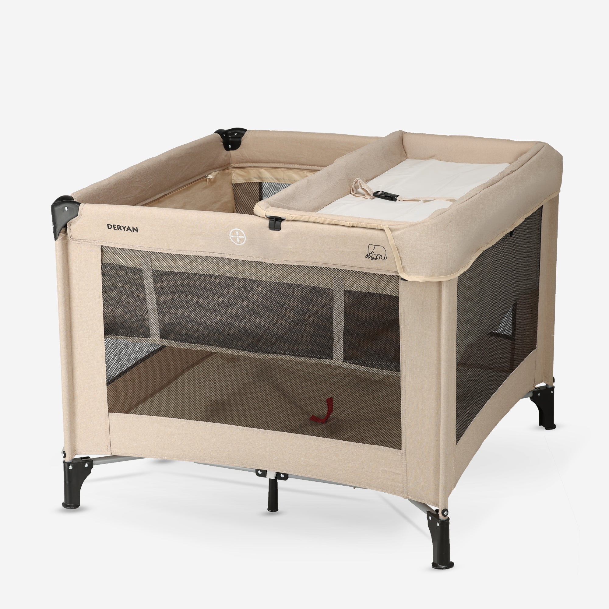 Foldable Playpen 100x100 cm - With Changing Table - Nougat