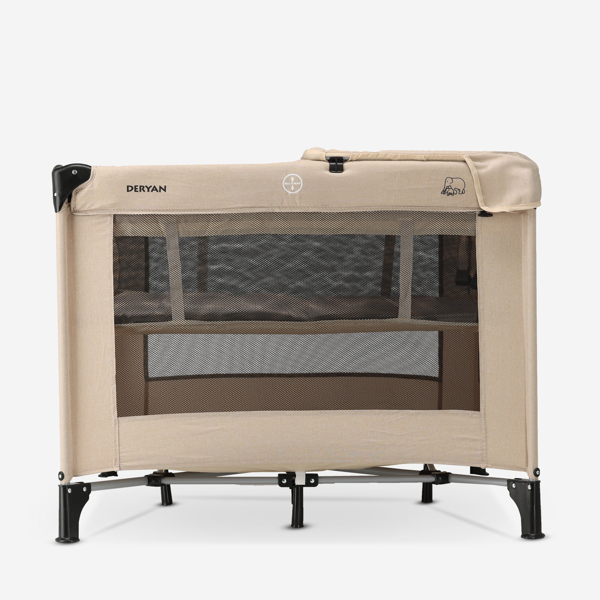 Foldable Playpen 100x100 cm - With Changing Table - Nougat - Image 2