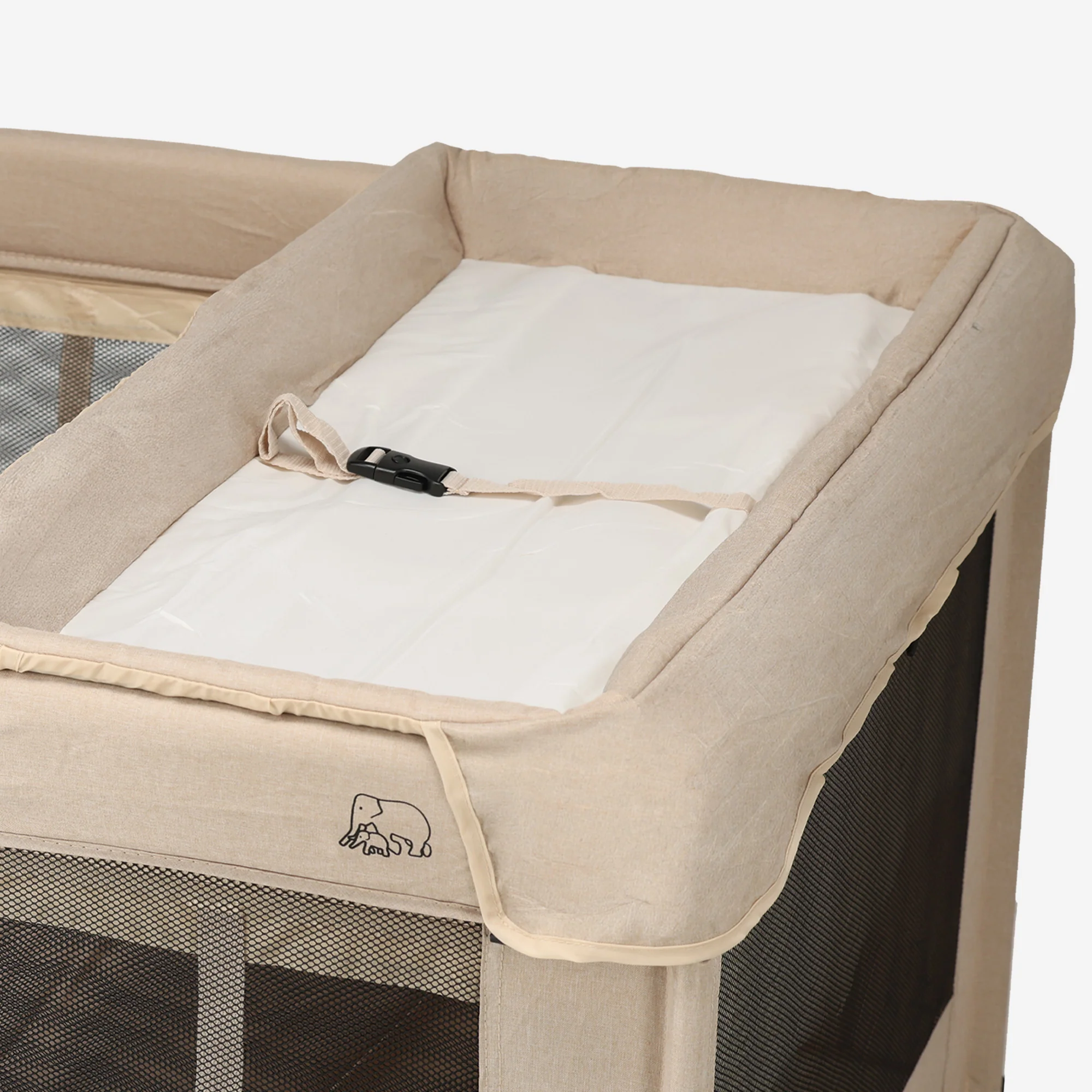 Foldable Playpen 100x100 cm - With Changing Table - Nougat - Image 3