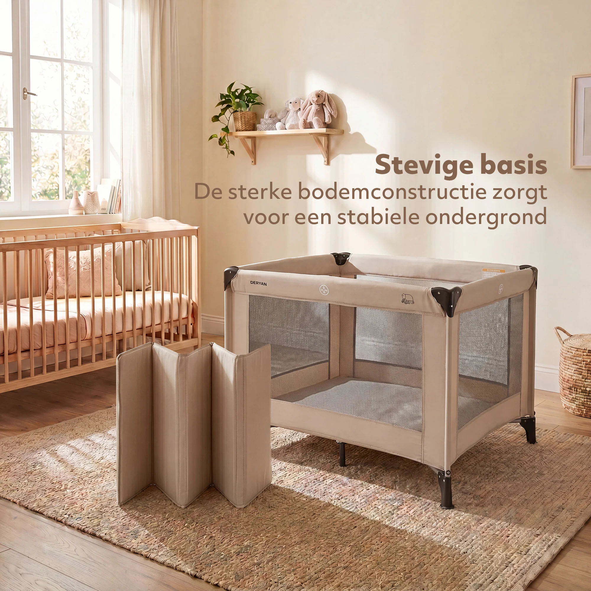 Foldable Playpen 100x100 cm - Nougat - Image 6