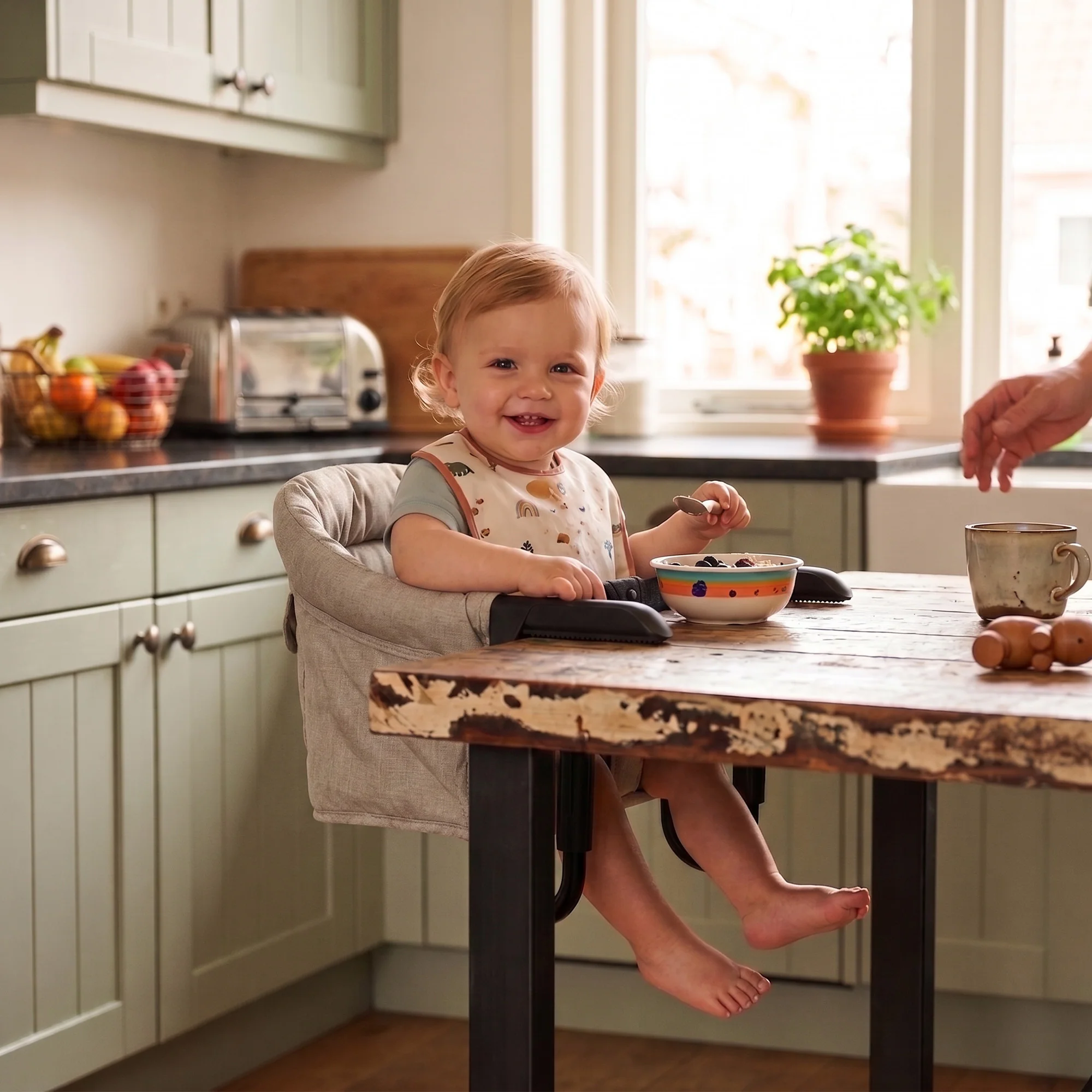 High Chair - Foldable Table-Hanging Chair - Dining Chair - Nougat - Image 3