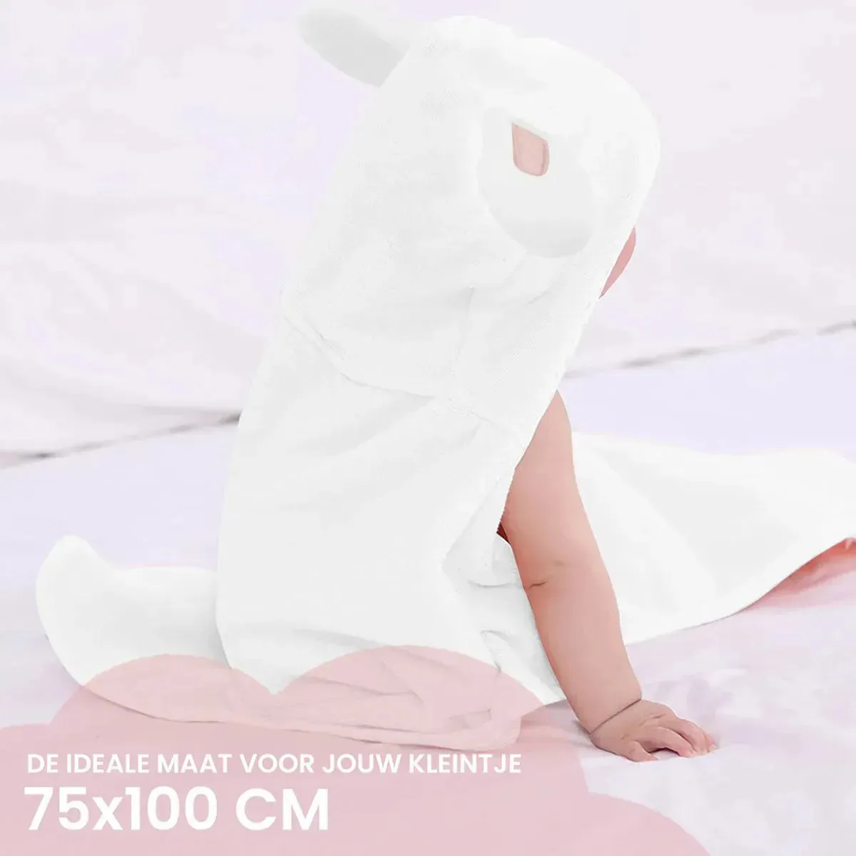 Pink Rabbit Multifunctional Baby Fleece Blanket with Hood – Swaddle Blanket – Blanket 29.6"x39.4" - Image 3