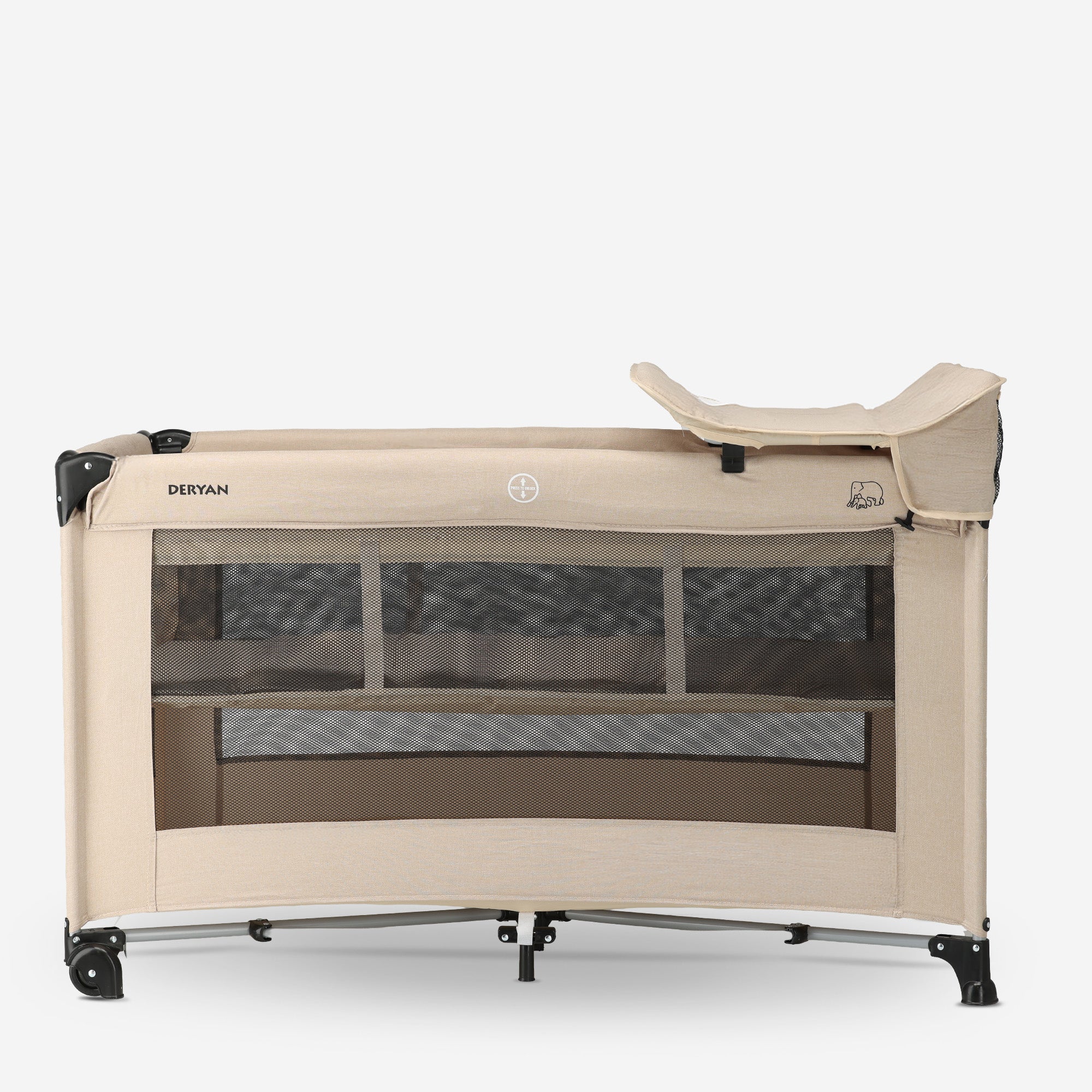 Luxury Travel Crib with Carry Bag - Includes Changing Pad - Includes Height Riser Nougat - Image 2