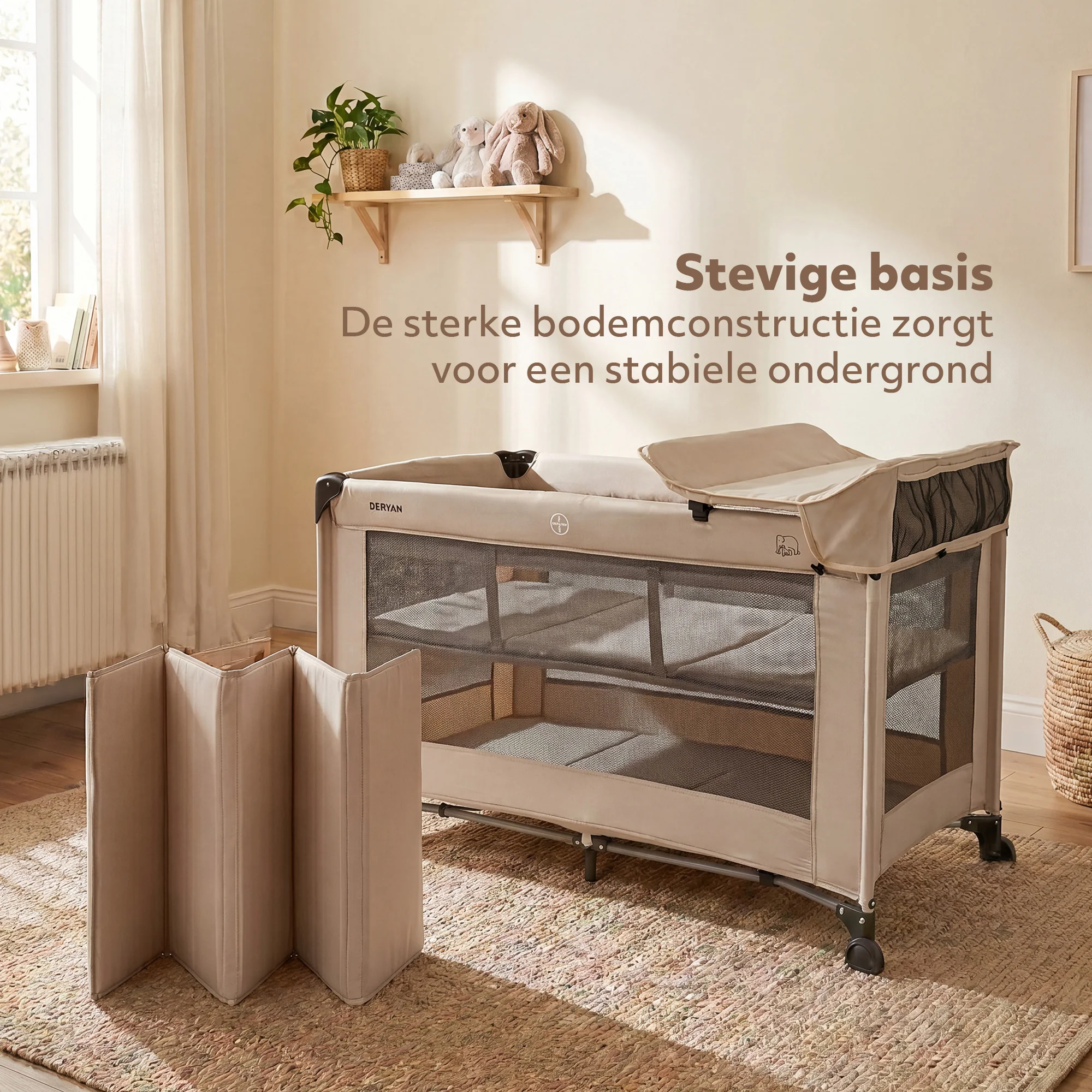 Luxury Travel Crib with Carry Bag - Includes Changing Pad - Includes Height Riser Nougat - Image 7